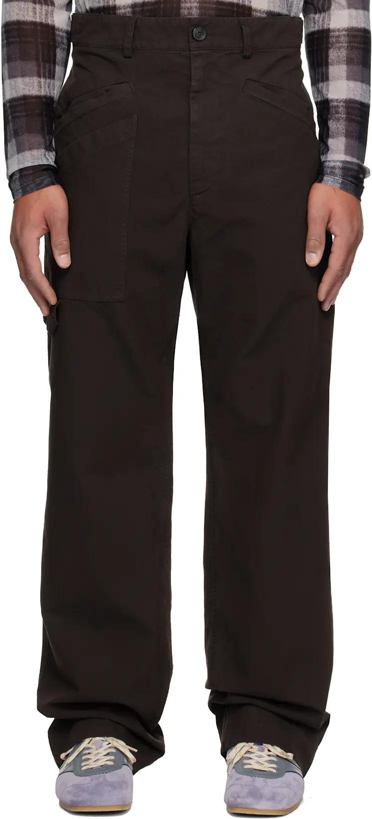 Brown Cotton Trousers by DRIES VAN NOTEN