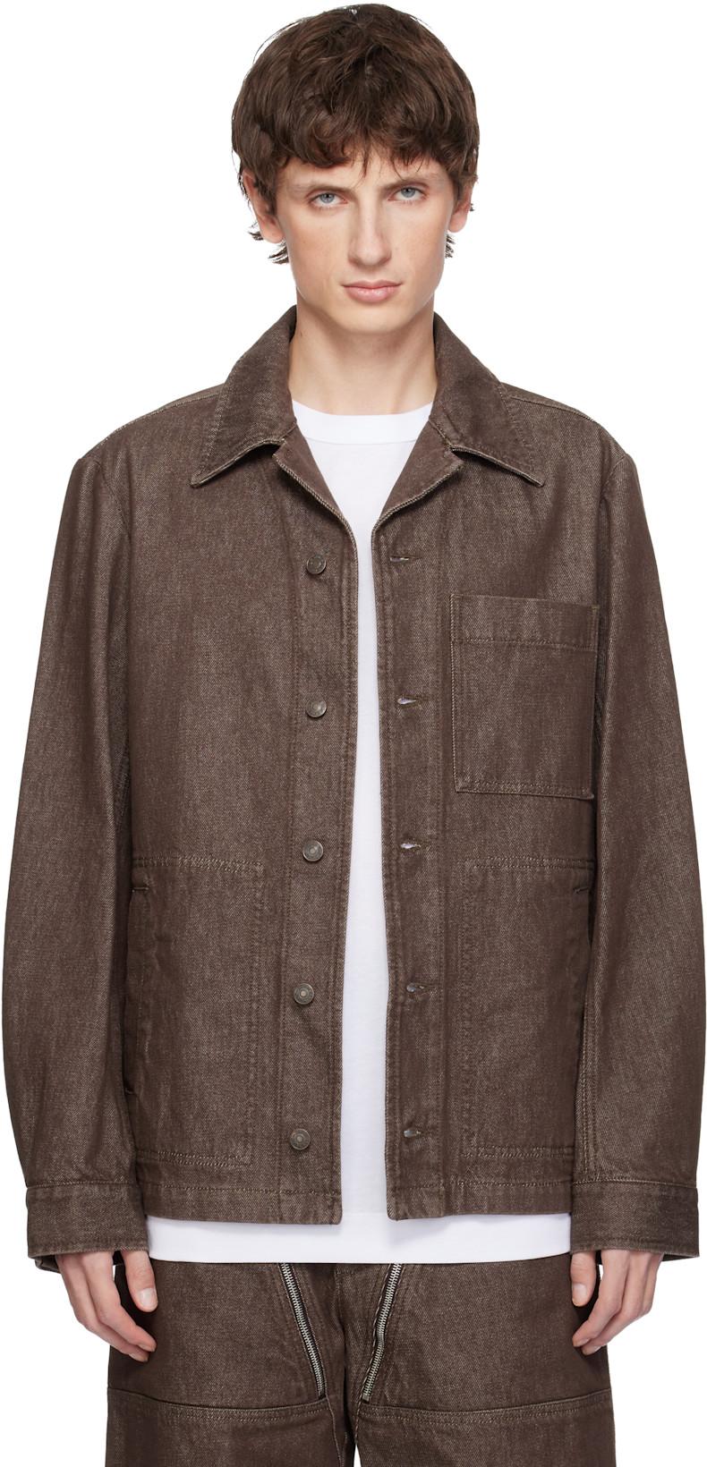 Brown Denim Shirt Jacket by DRIES VAN NOTEN