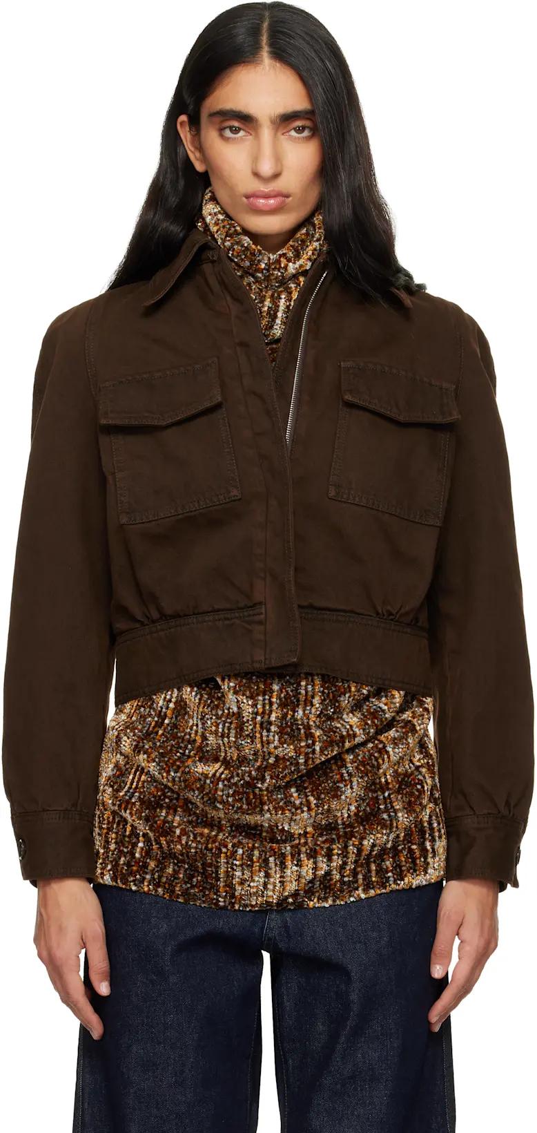 Brown Faded Denim Jacket by DRIES VAN NOTEN