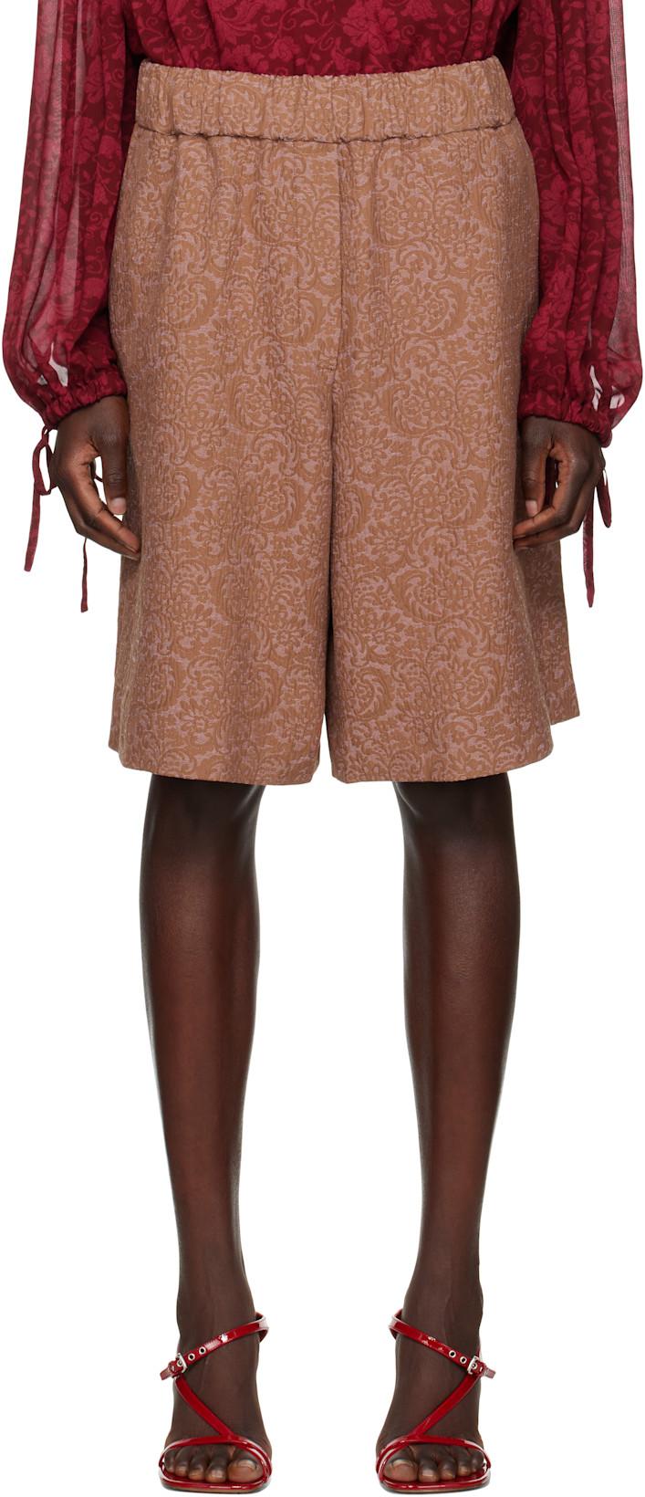 Brown Jacquard Shorts by DRIES VAN NOTEN