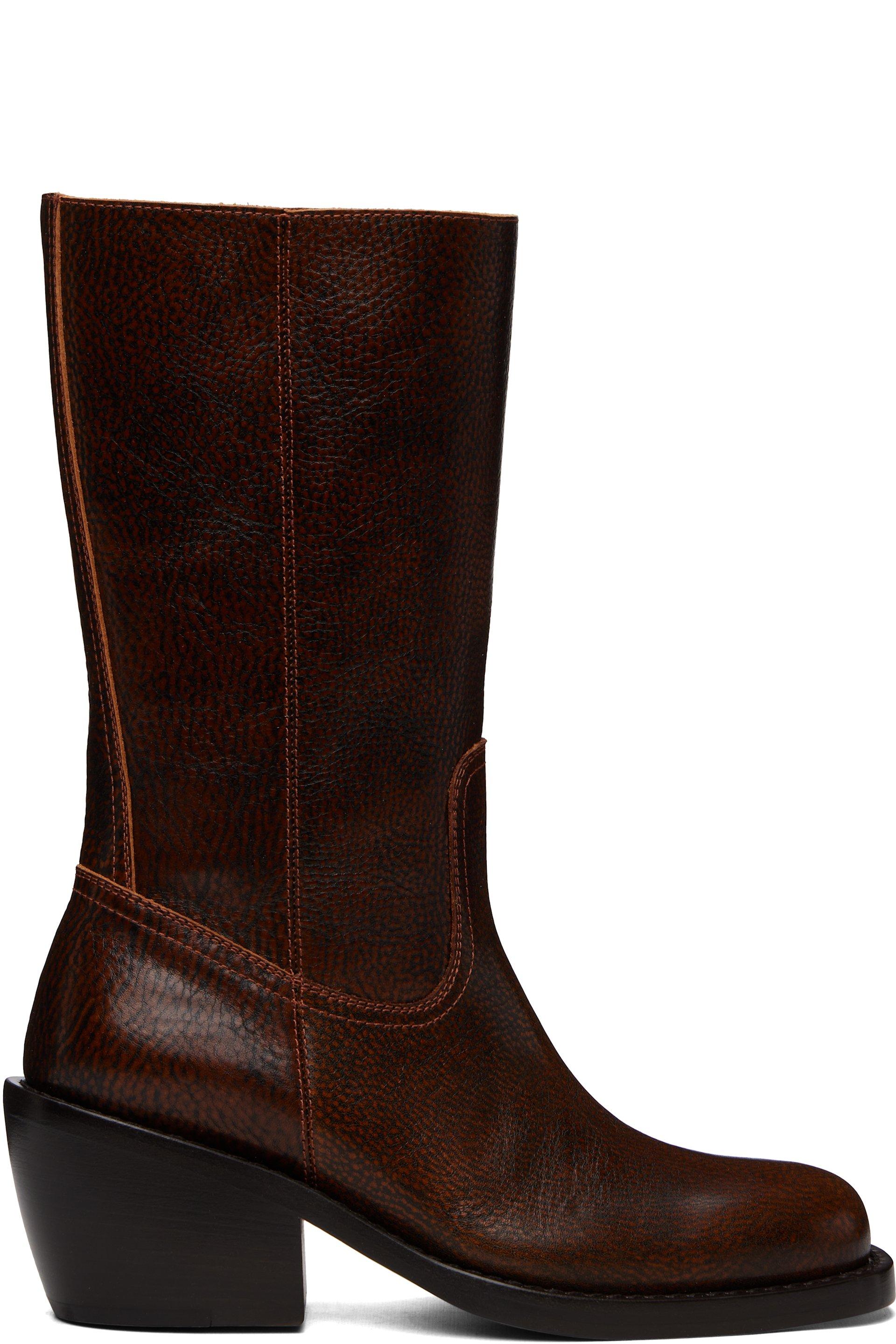 Brown Leather Boots by DRIES VAN NOTEN