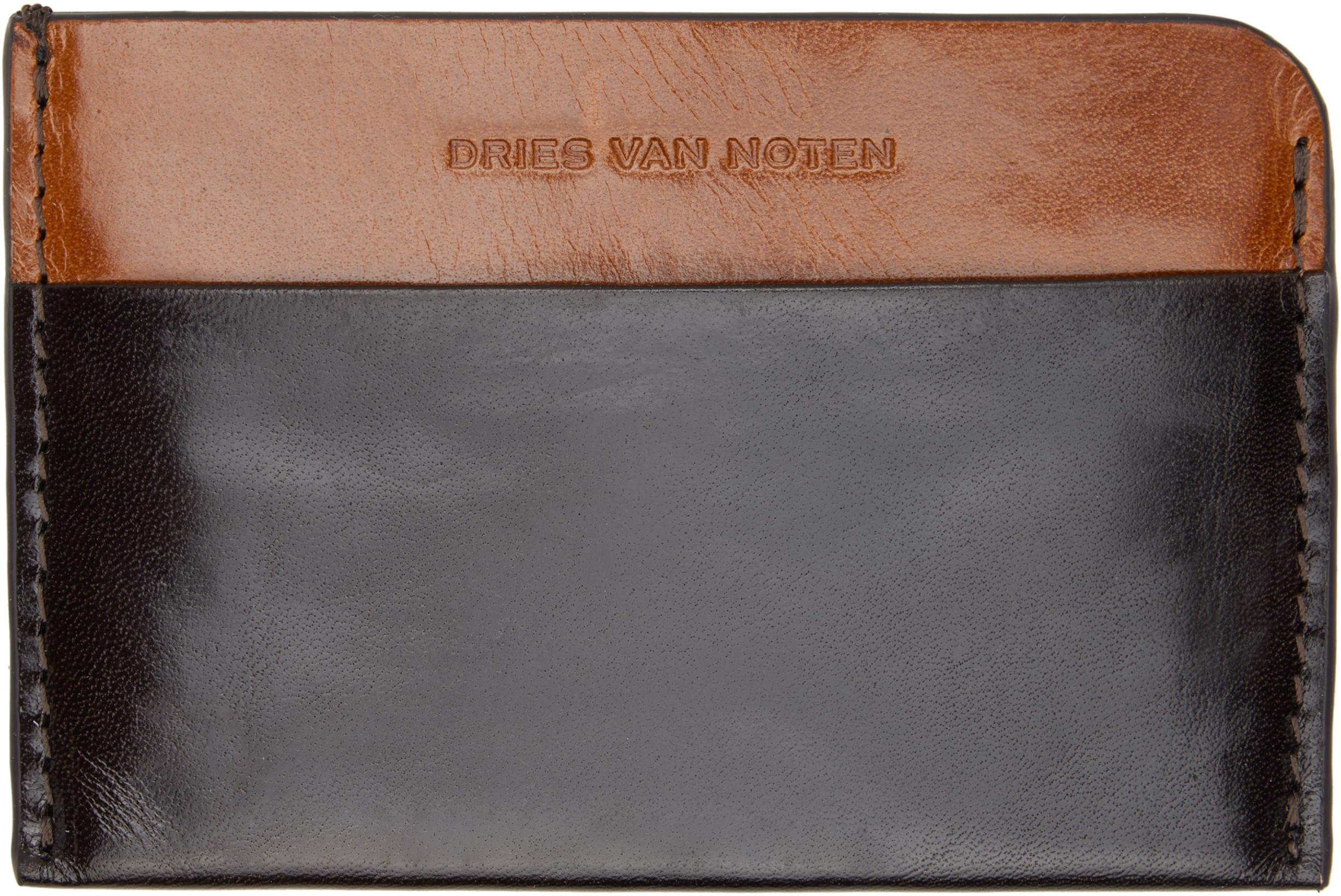 Brown Leather Card Holder by DRIES VAN NOTEN