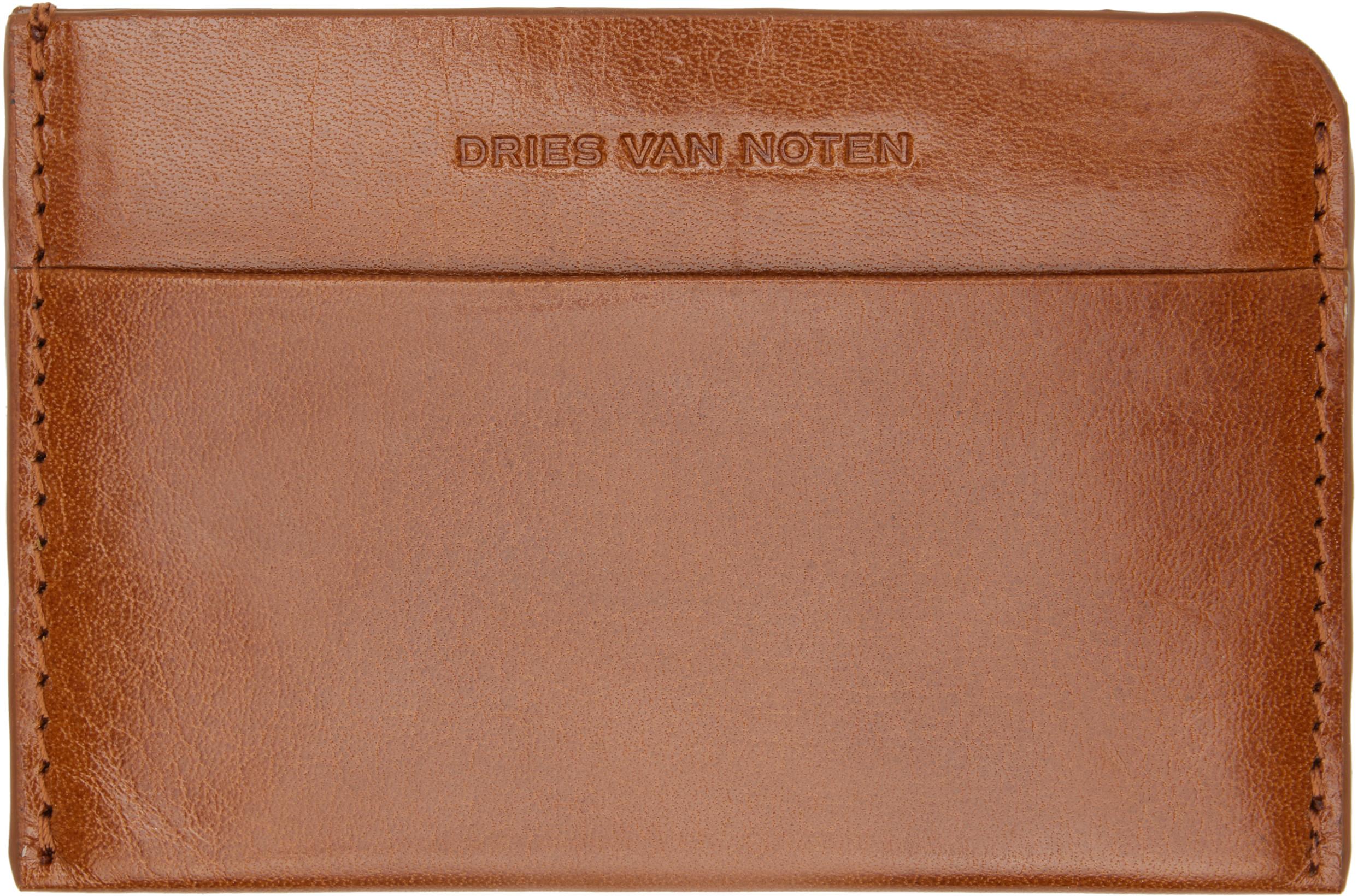 Brown Leather Card Holder by DRIES VAN NOTEN