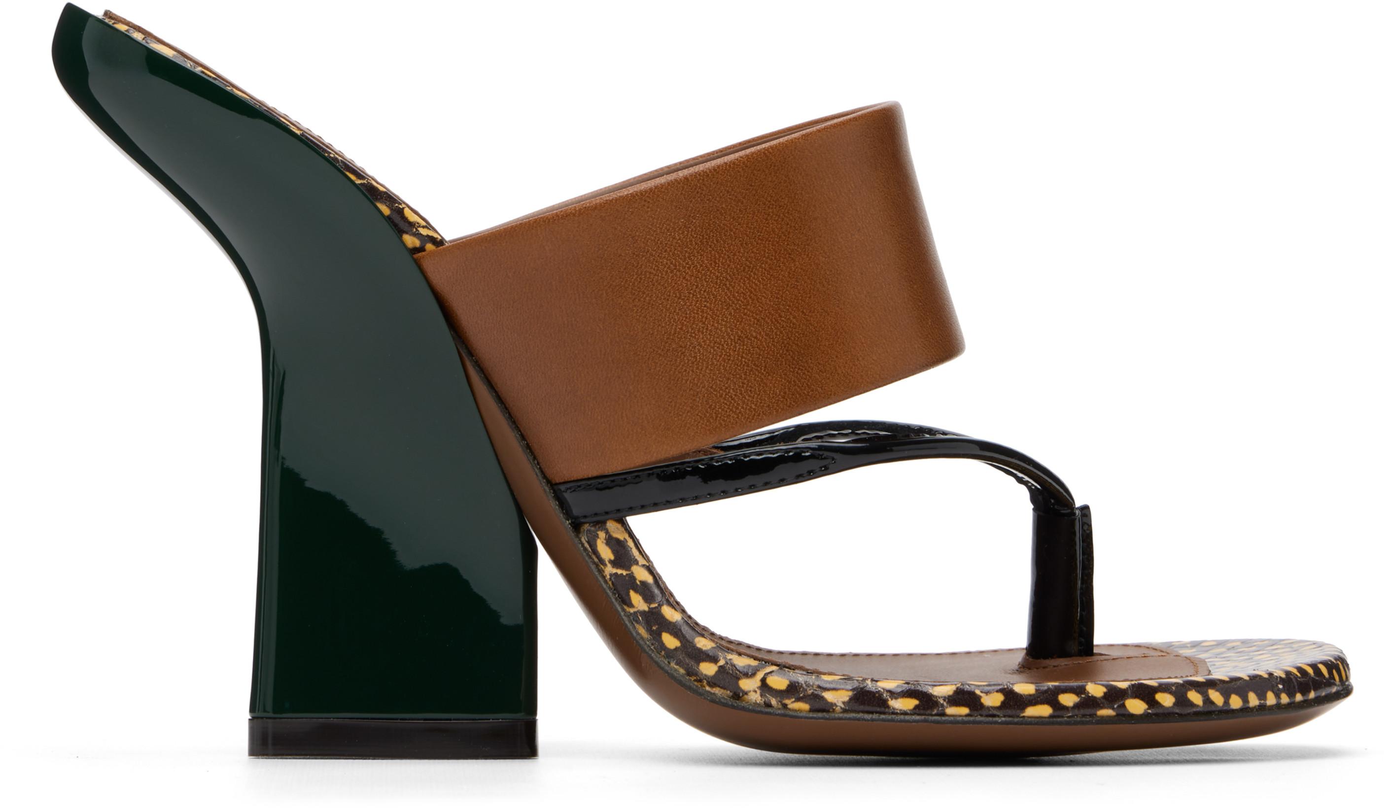 Brown Leather Heeled Sandals by DRIES VAN NOTEN