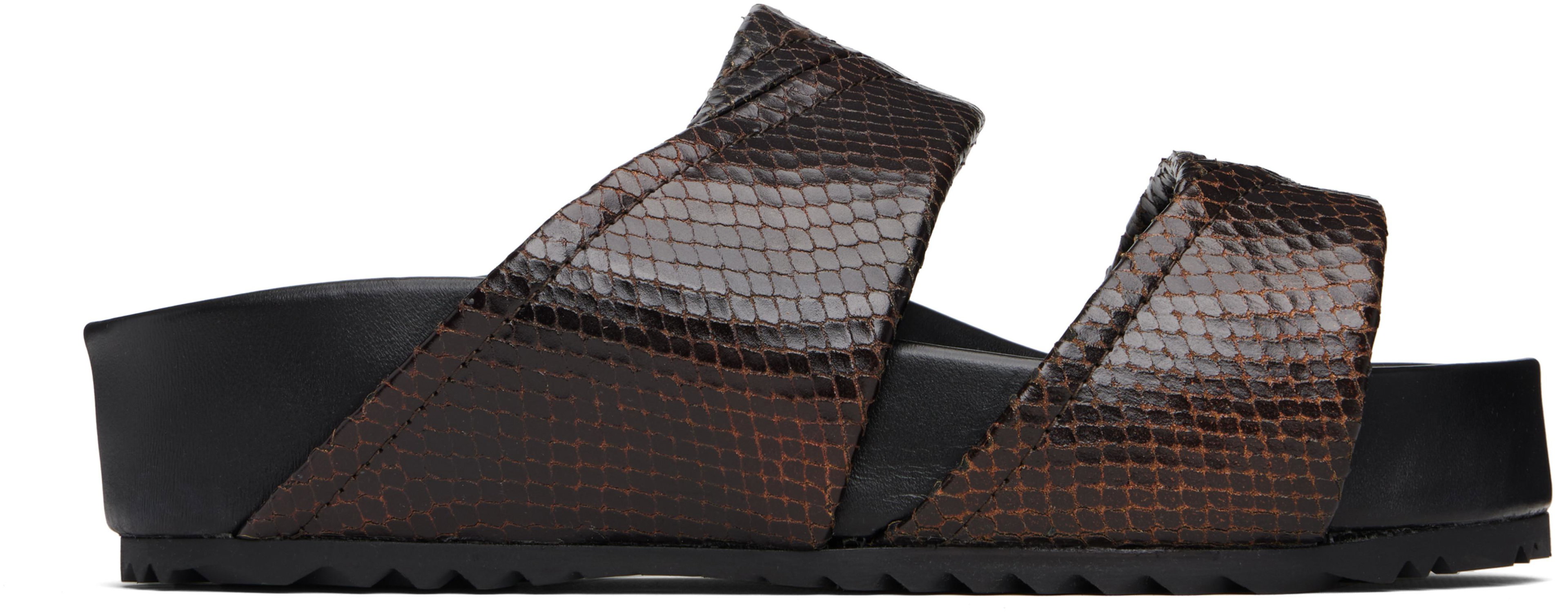 Brown Leather Sandals by DRIES VAN NOTEN