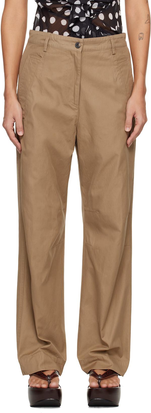 Brown Loose Fit Workwear Trousers by DRIES VAN NOTEN