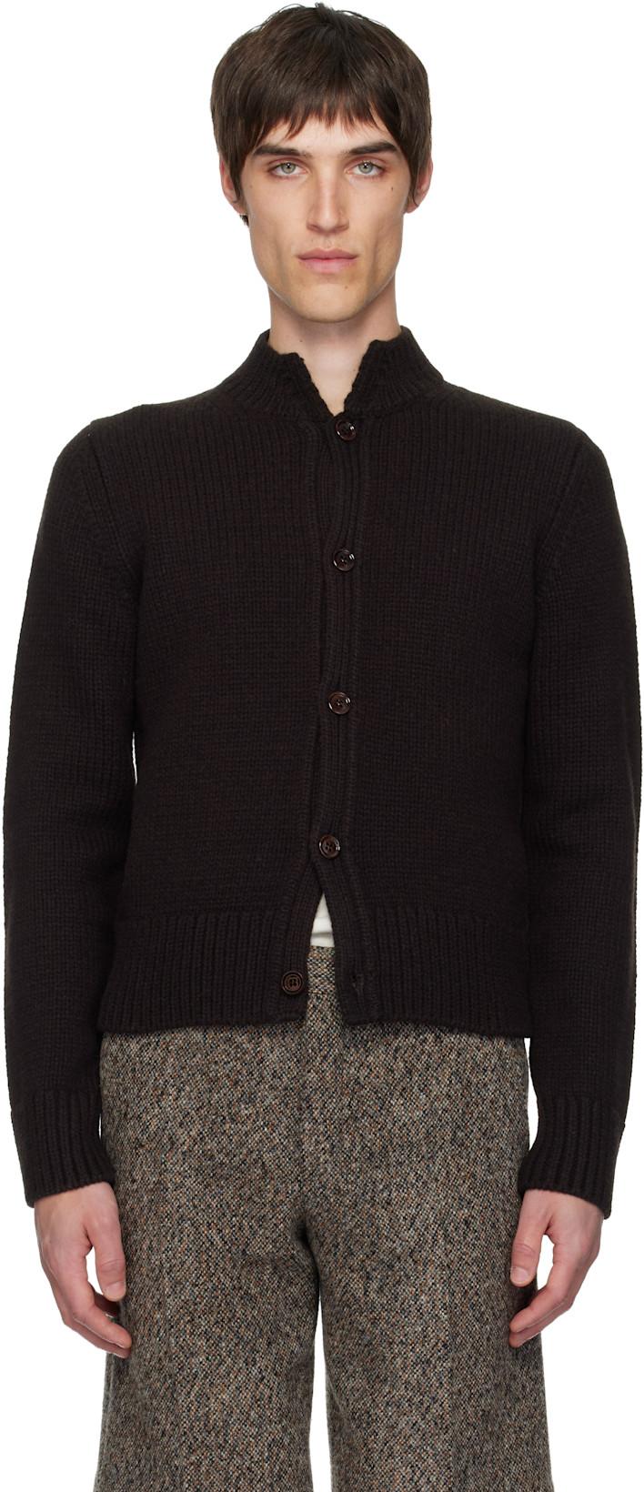 Brown Merino Wool Cardigan by DRIES VAN NOTEN