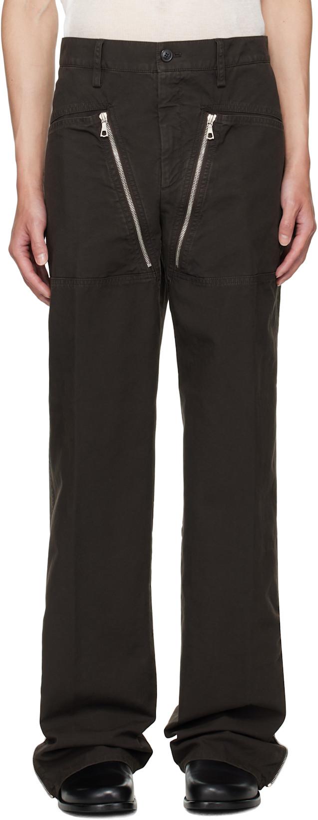 Brown Paneled Trousers by DRIES VAN NOTEN
