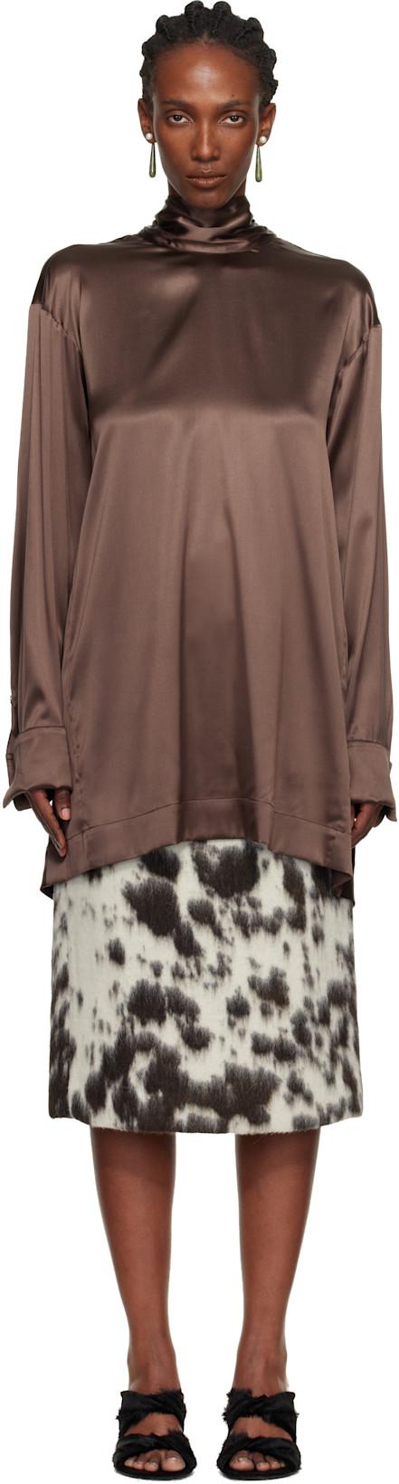 Brown Pussy-Bow Blouse by DRIES VAN NOTEN