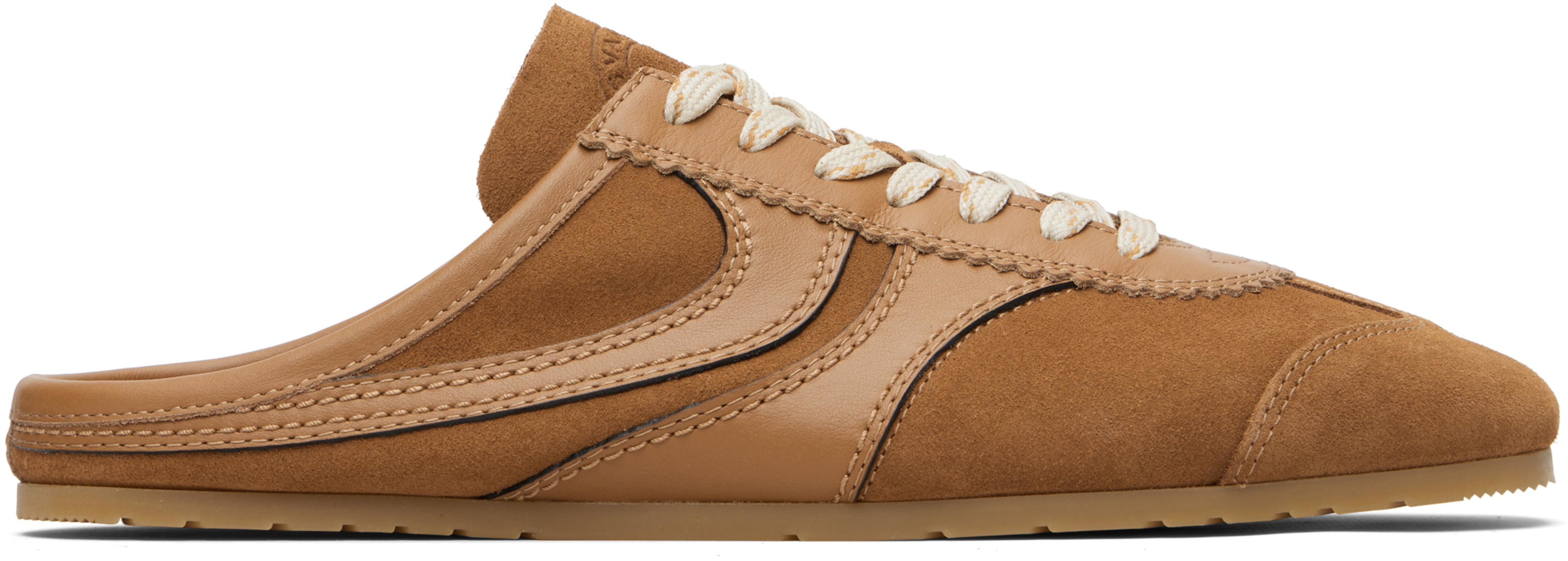 Brown Suede Mule Sneakers by DRIES VAN NOTEN