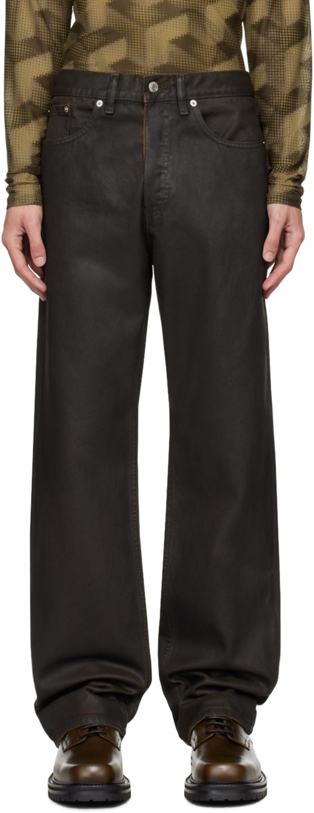 Brown Waxed Jeans by DRIES VAN NOTEN