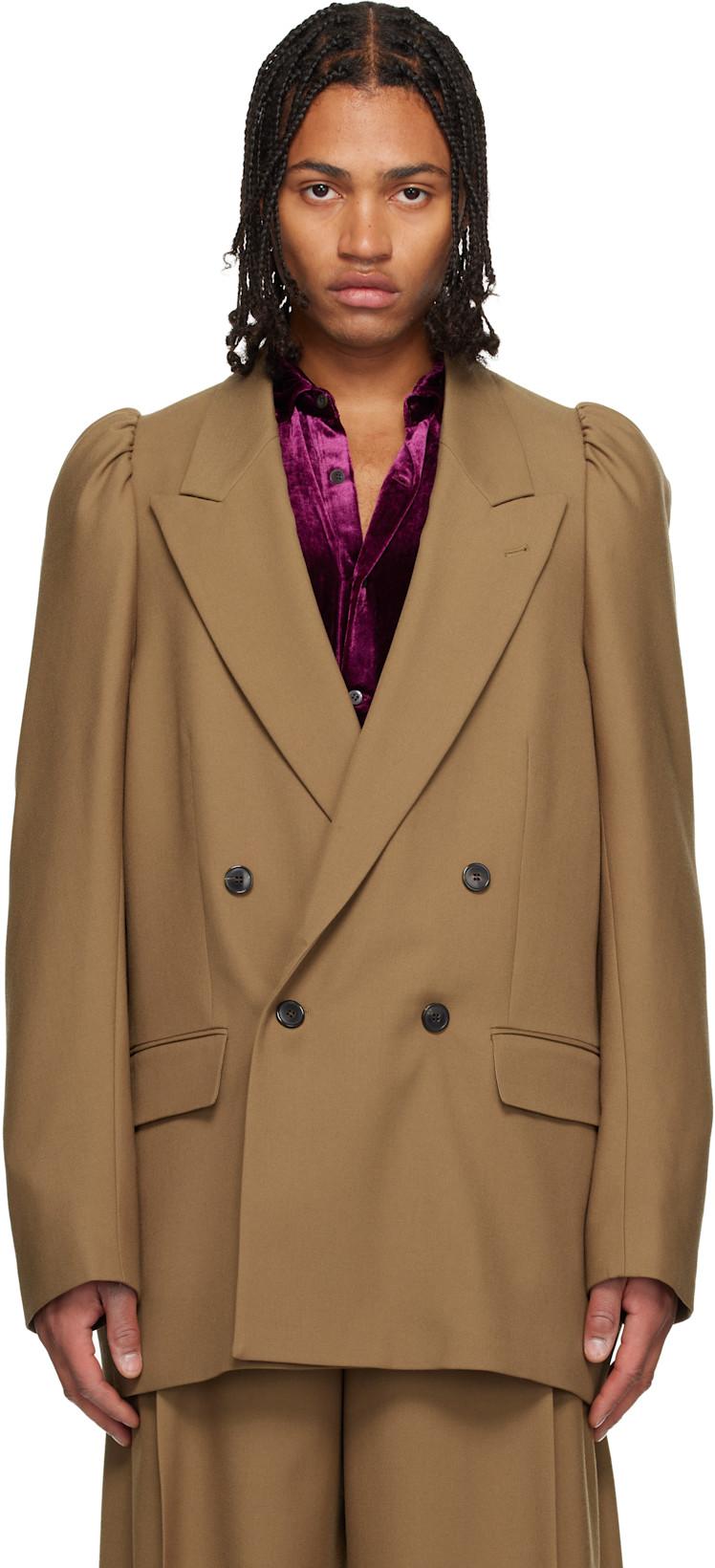 Brown Wool Twill Blazer by DRIES VAN NOTEN