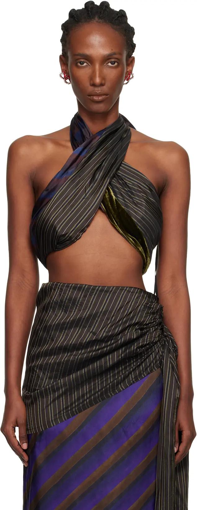 Brown Wrap Bra Top by DRIES VAN NOTEN