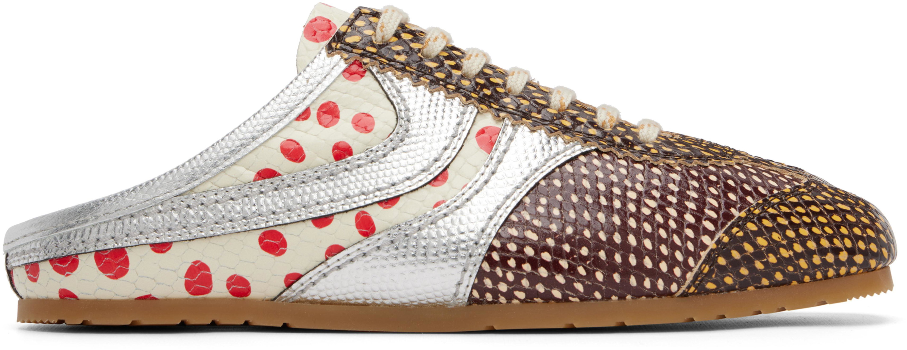 Brown & Silver Leather Mule Sneakers by DRIES VAN NOTEN
