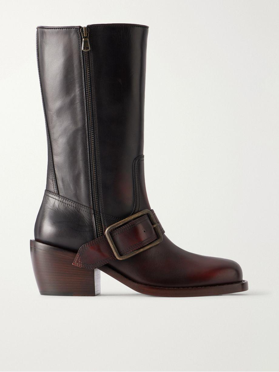 Buckle-detail leather knee boots by DRIES VAN NOTEN