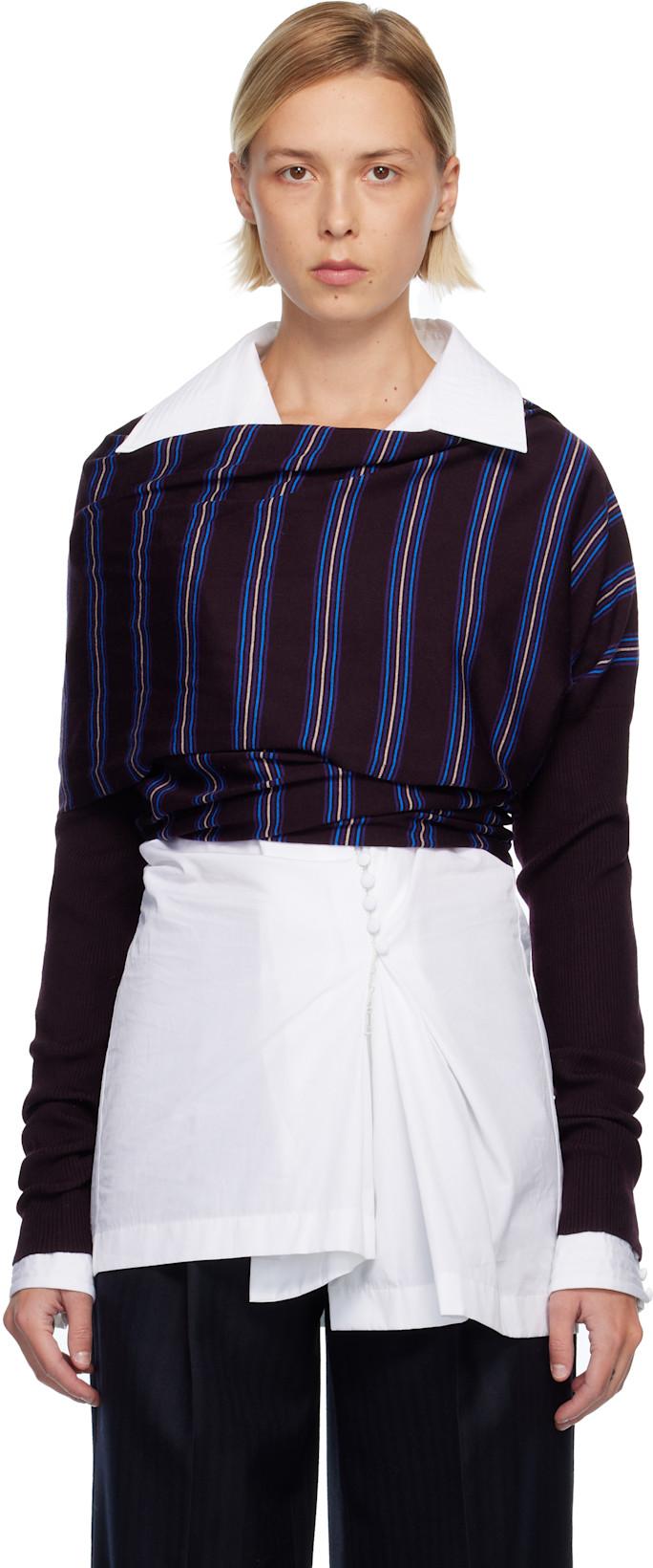 Burgundy & Purple Merino Wool Bolero by DRIES VAN NOTEN
