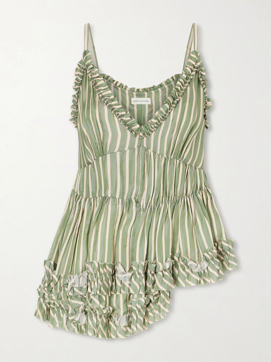 Cemil striped ruffled satin camisole by DRIES VAN NOTEN