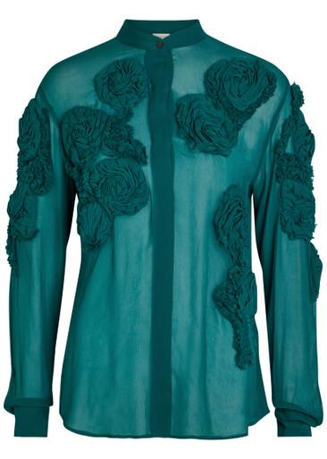 Chowsa floral-appliquéd chiffon shirt by DRIES VAN NOTEN