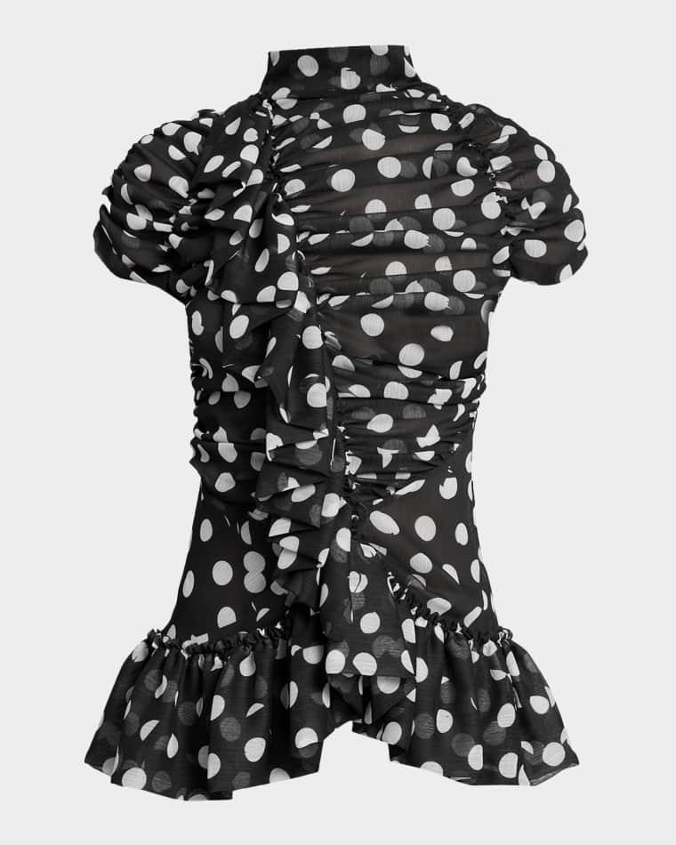 Chuchu Polka-Dot Sheer Ruffle Blouse by DRIES VAN NOTEN