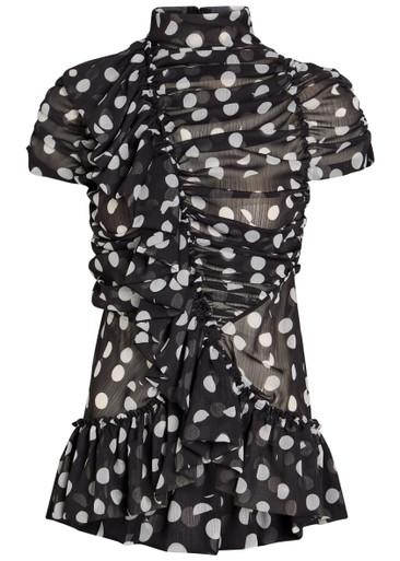 Chuchu polka dot ruched chiffon top by DRIES VAN NOTEN