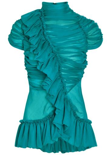 Chuchu ruched silk top by DRIES VAN NOTEN