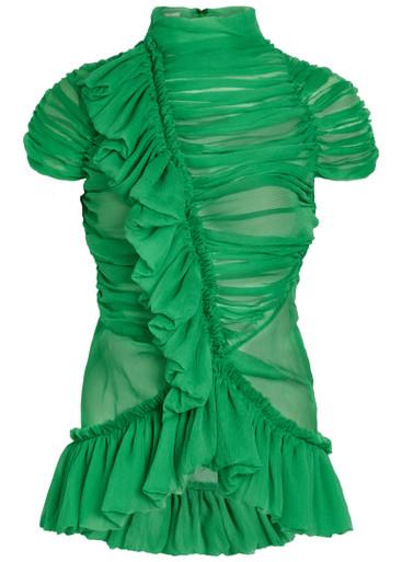 Chuchu ruched silk top by DRIES VAN NOTEN