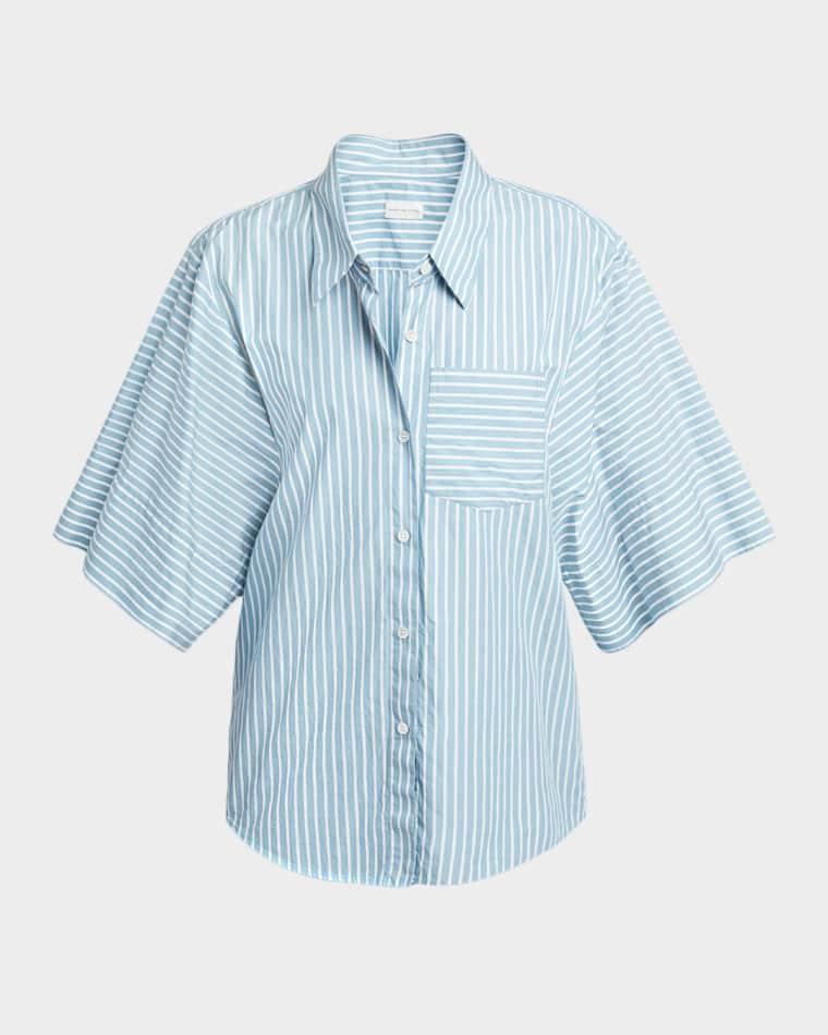 Clea Striped Cotton Short-Sleeve Button-Down Shirt by DRIES VAN NOTEN