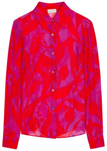 Cloudy printed silk shirt by DRIES VAN NOTEN