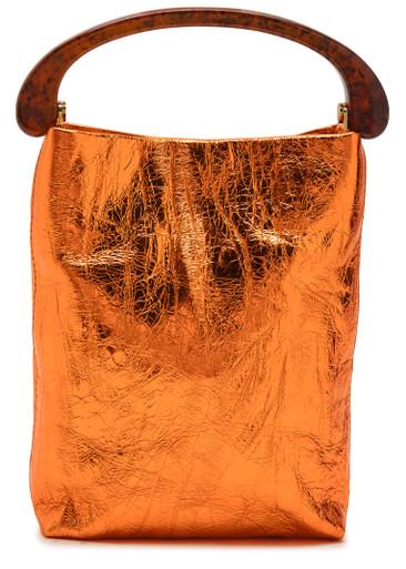 Crinkled metallic leather top handle by DRIES VAN NOTEN