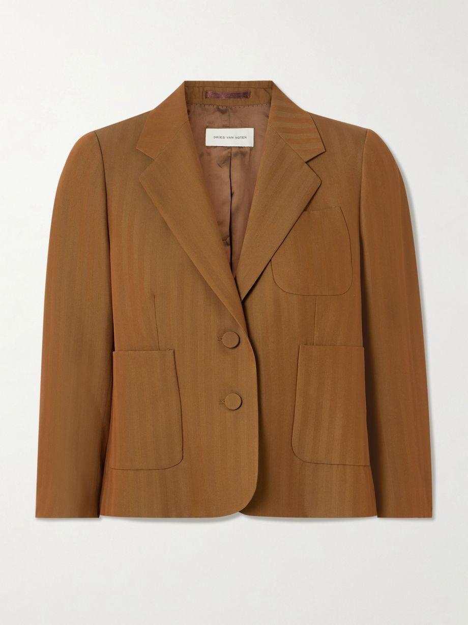 Cropped striped wool-blend twill blazer by DRIES VAN NOTEN