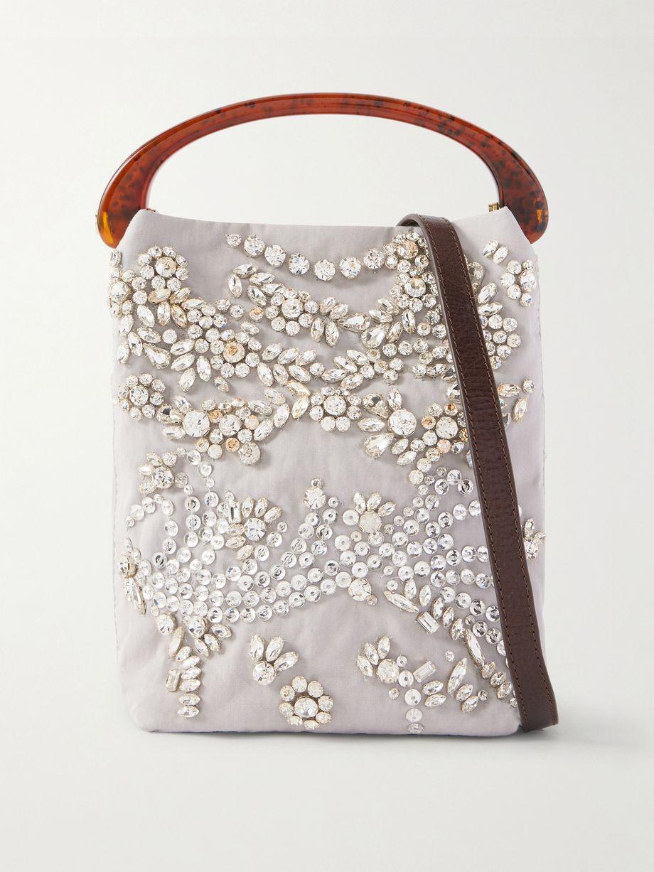 Crystal-embellished woven shoulder bag by DRIES VAN NOTEN