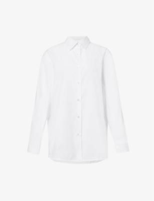 Curved-hem long-sleeve cotton-poplin shirt by DRIES VAN NOTEN