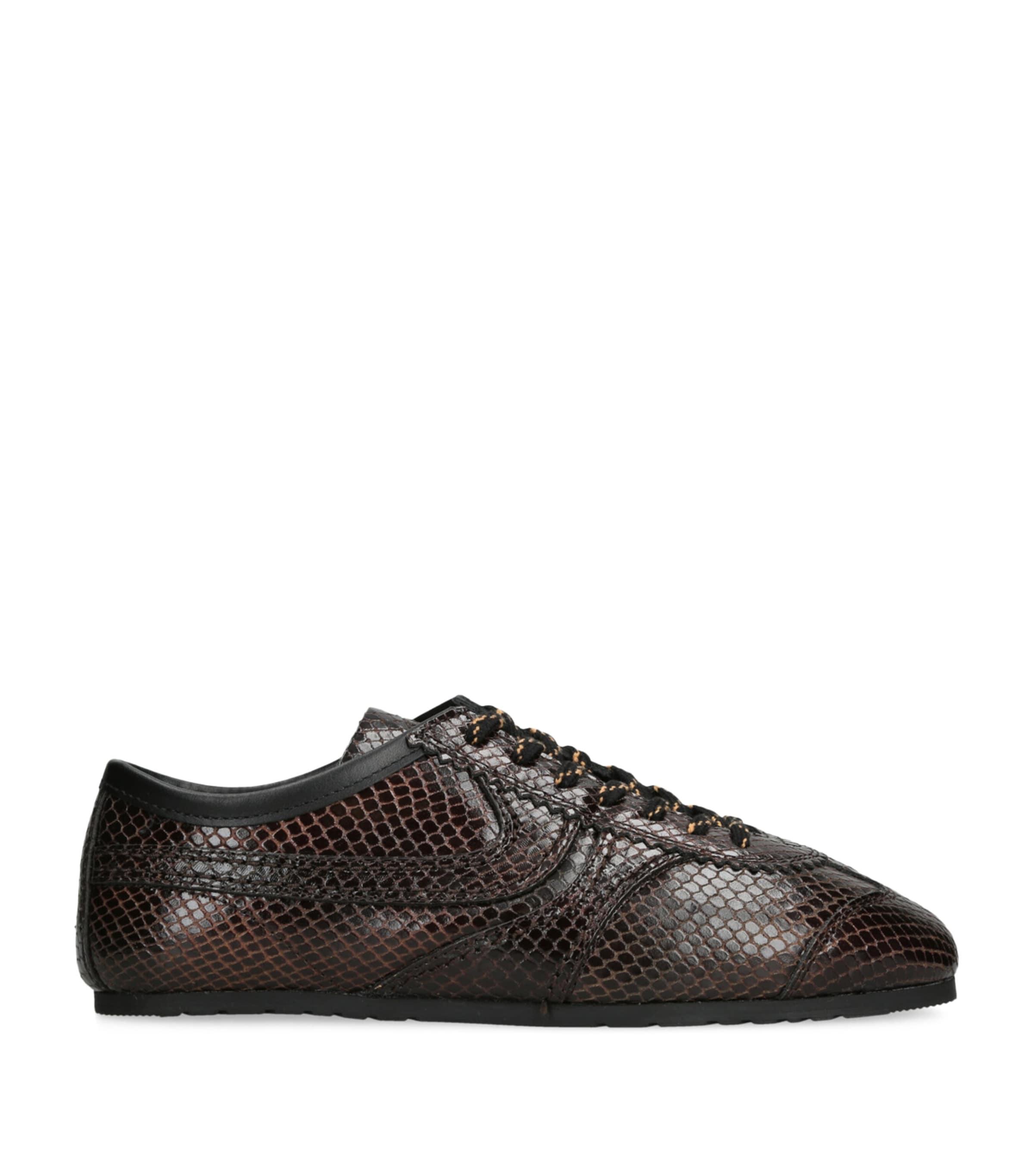 DRIES VAN NOTEN Leather Snakeskin-Effect Dustin Sneakers by DRIES VAN NOTEN