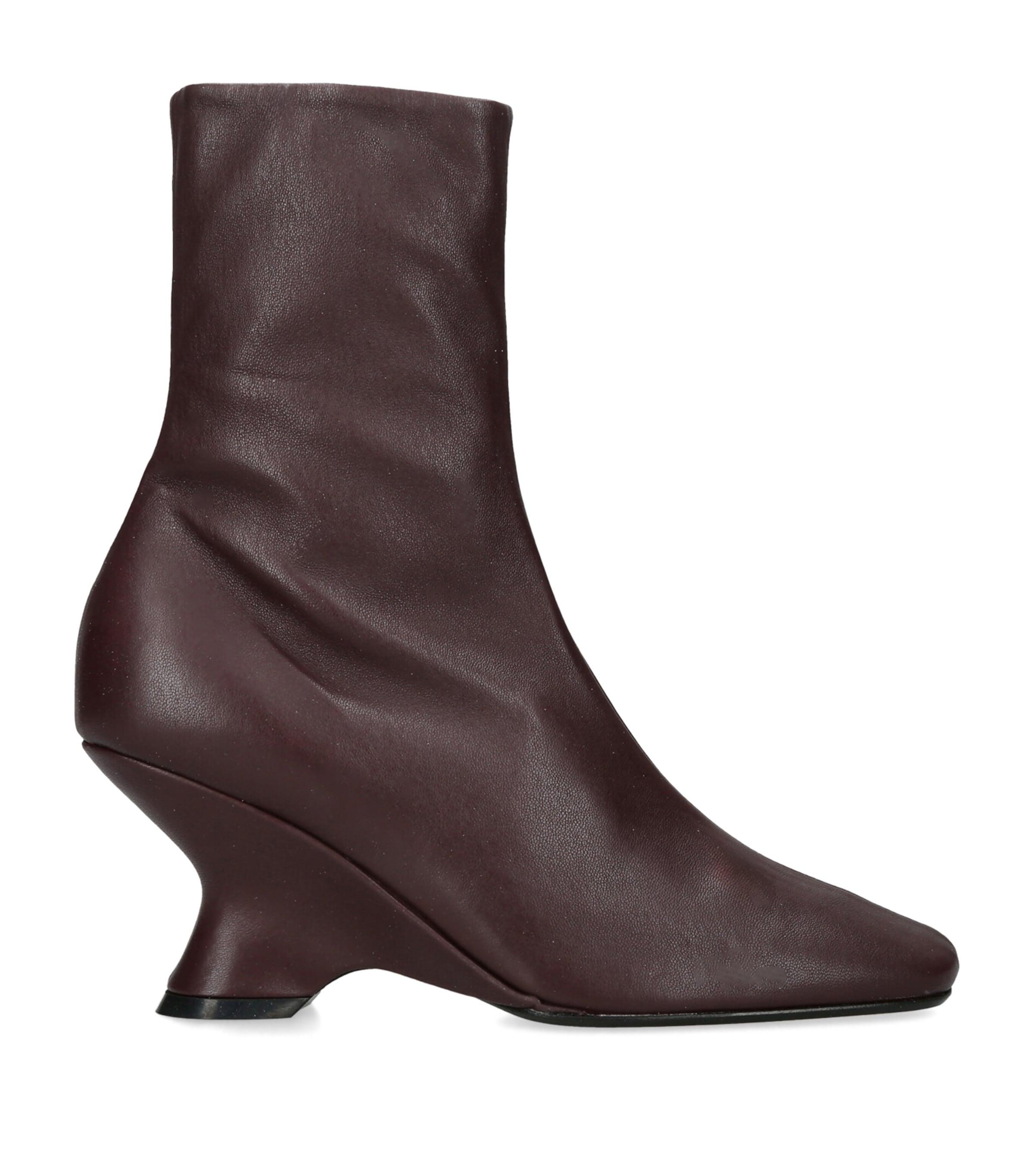 DRIES VAN NOTEN Leather Wedge Ankle Boots 75 by DRIES VAN NOTEN