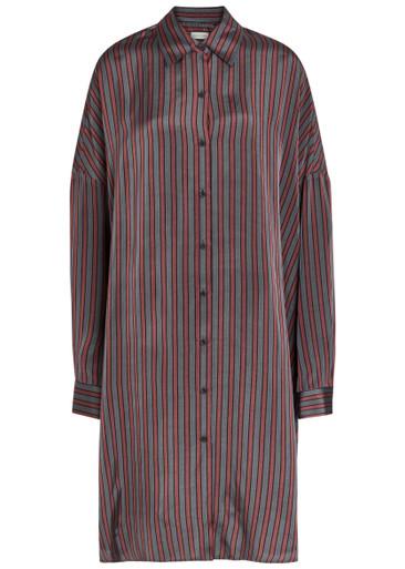 Dasia striped satin midi shirt dress by DRIES VAN NOTEN