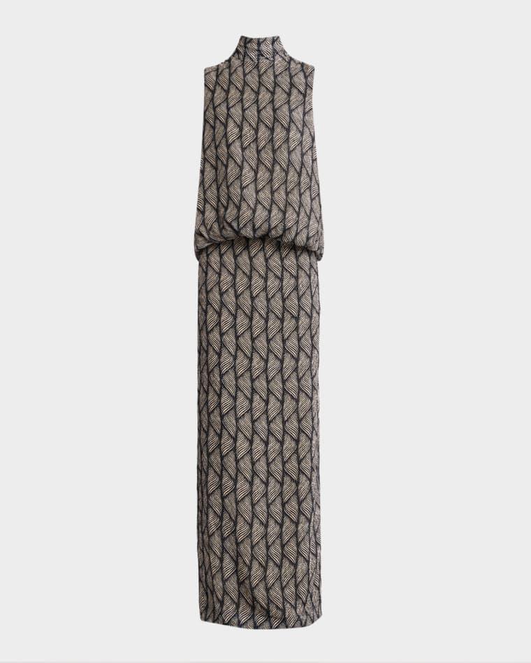 Debo Mock-Neck Velvet Draped Cutout Maxi Dress by DRIES VAN NOTEN