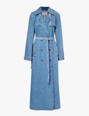 Double-breasted belted denim trench coat by DRIES VAN NOTEN