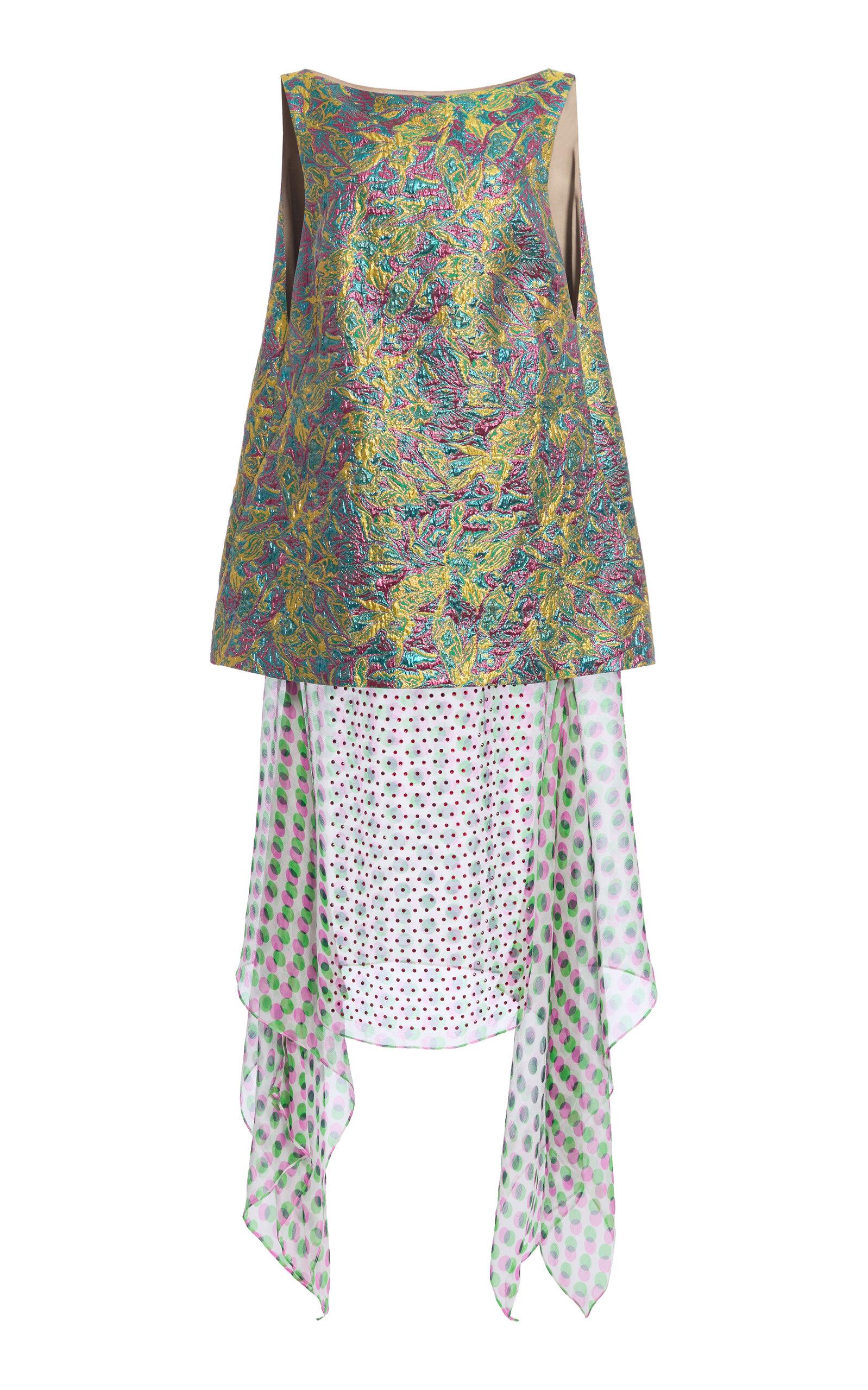 Dries Van Noten Dabel Contrast-Skirt Jacquard-Lamé Midi Dress - Moda Operandi by DRIES VAN NOTEN