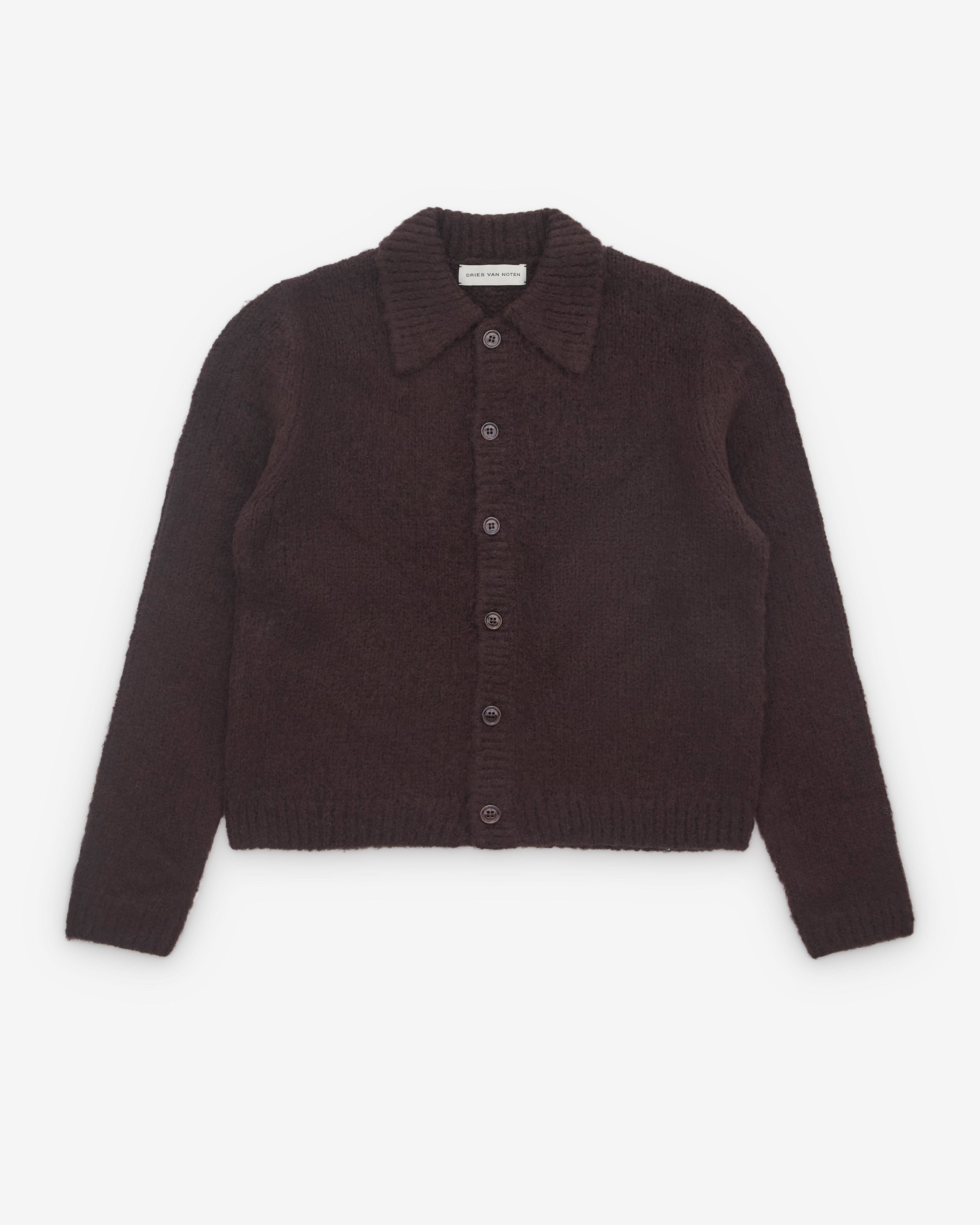 Dries Van Noten - Men’s Cropped Wool Cardigan - (Dark Brown) by DRIES VAN NOTEN
