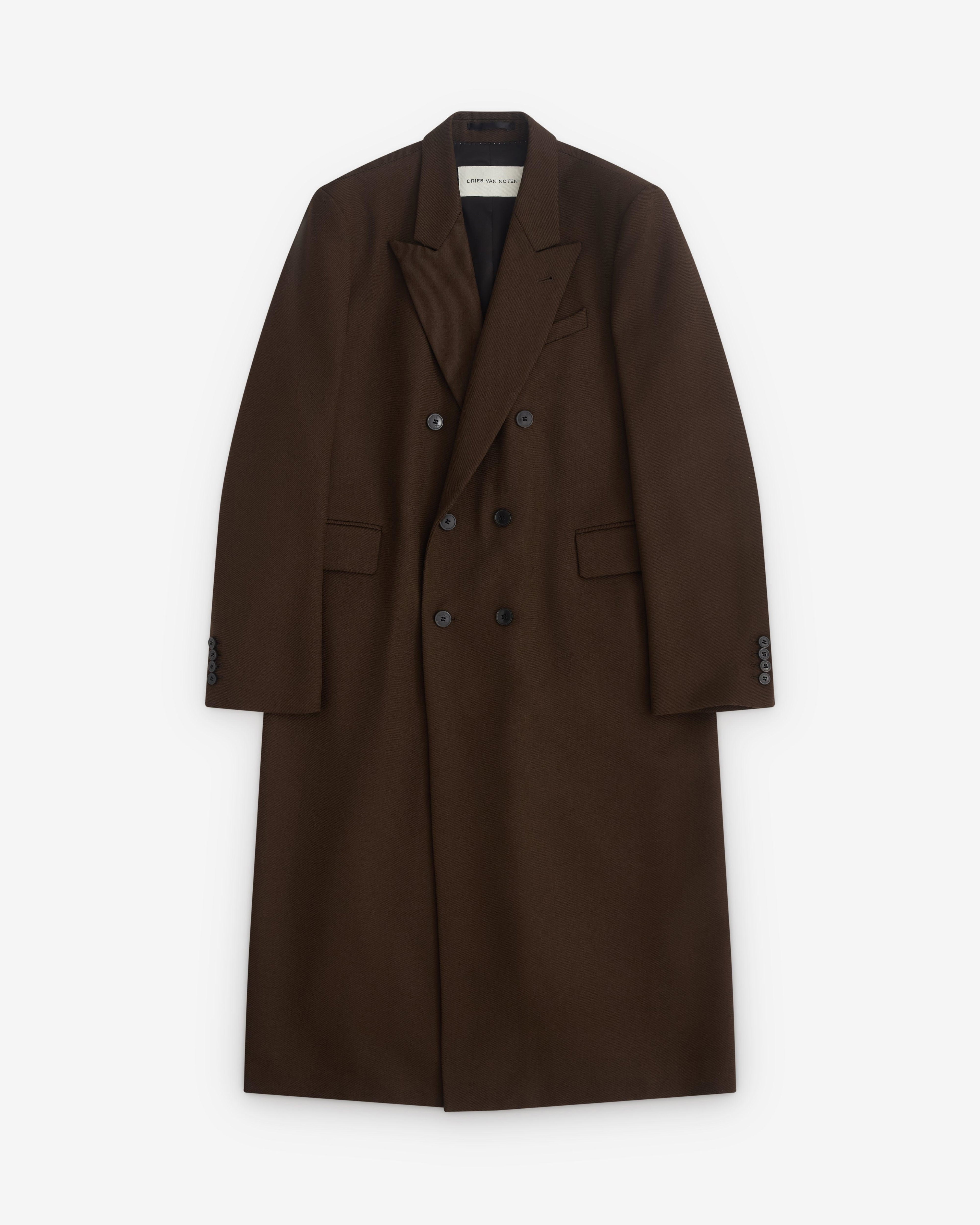 Dries Van Noten - Men’s Double Breasted Coat - (Mud Brown) by DRIES VAN NOTEN