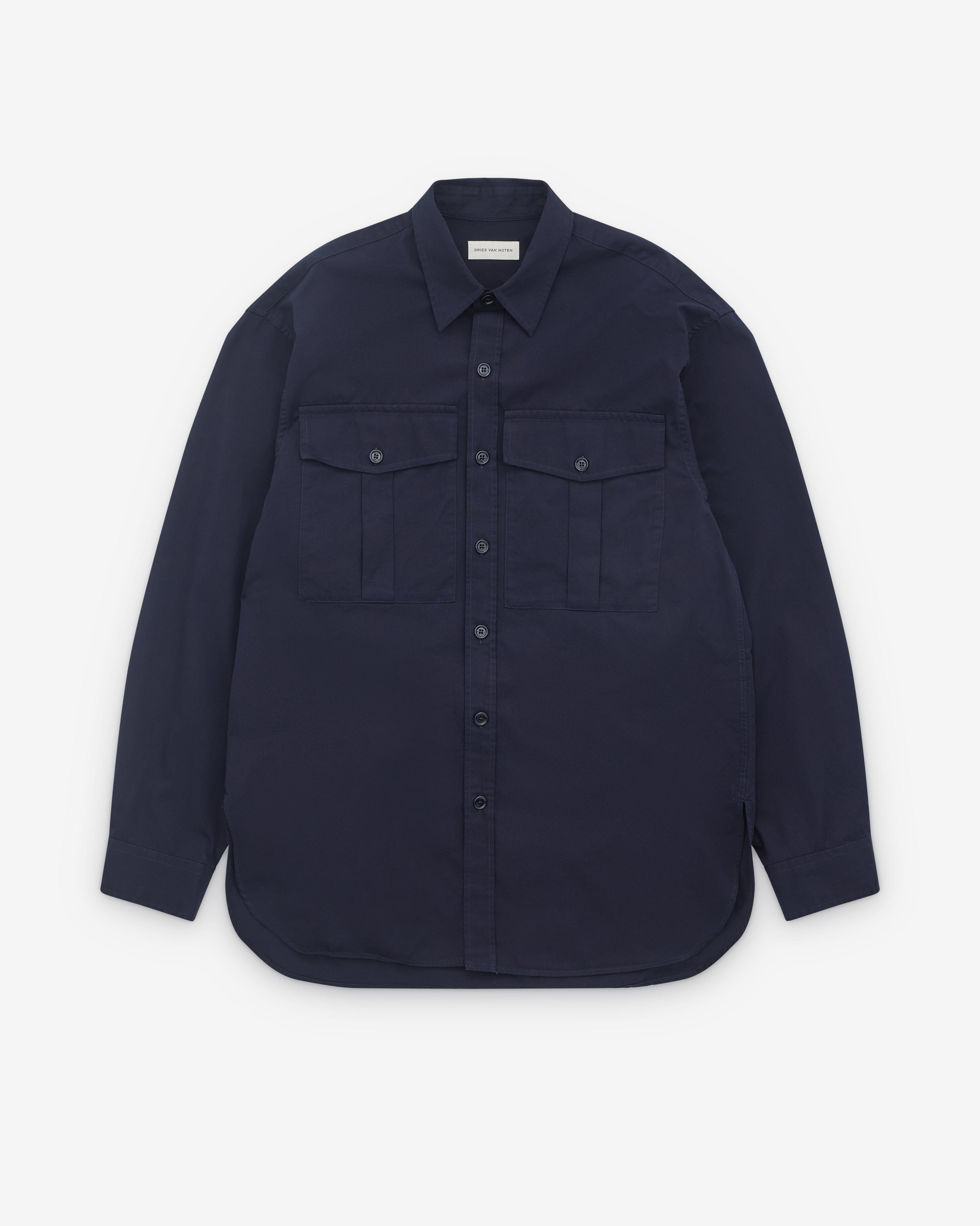Dries Van Noten - Men’s Fatigue Shirt - (Navy) by DRIES VAN NOTEN