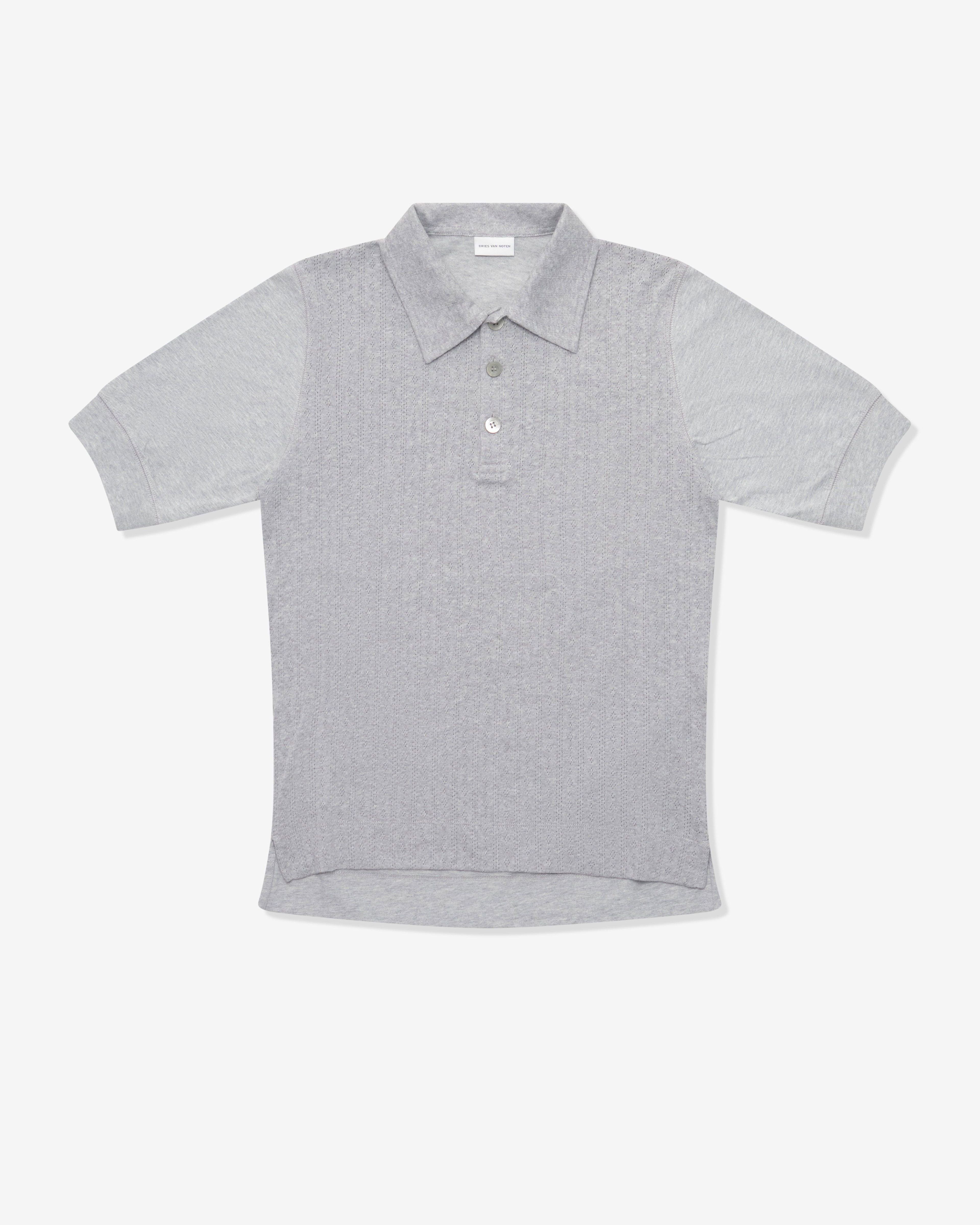 Dries Van Noten - Men's Hettonio Polo - (Grey Melange) by DRIES VAN NOTEN