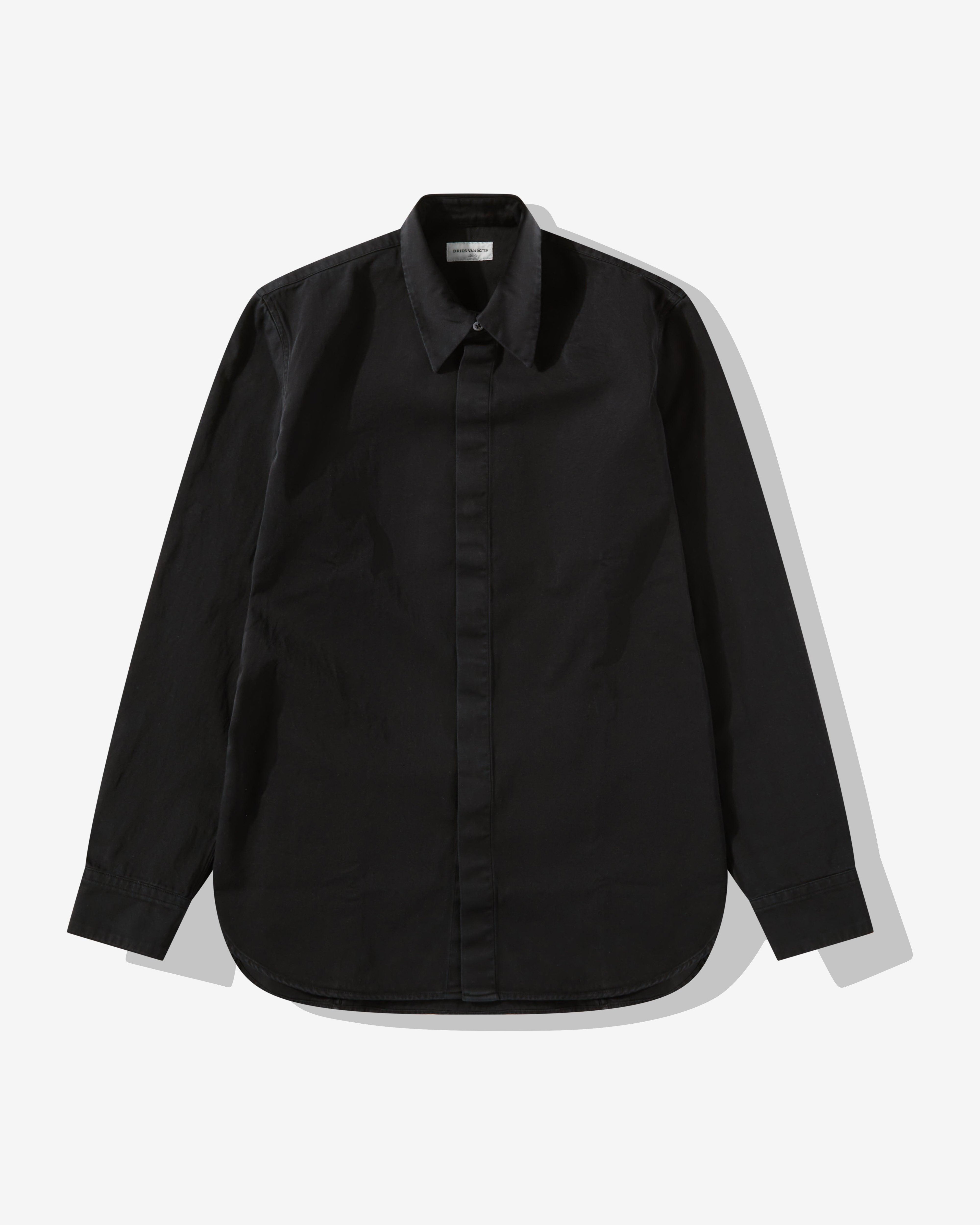 Dries Van Noten - Men’s Long Sleeve Shirt - (Midnight) by DRIES VAN NOTEN