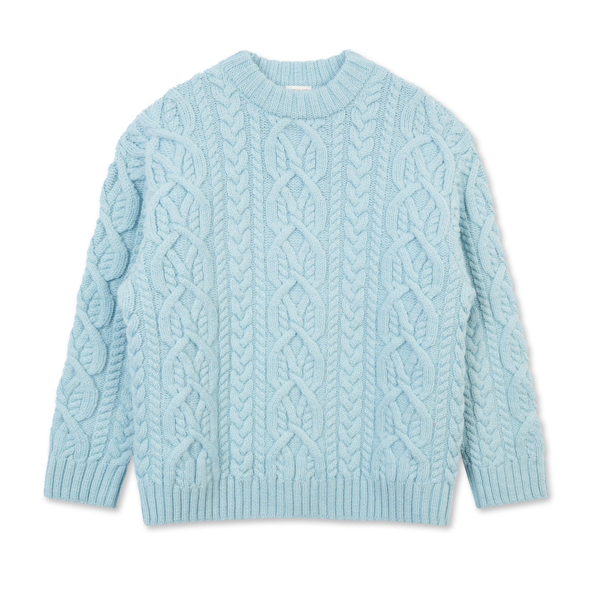 Dries Van Noten - Men’s Napoleon Cable Knit Sweater - (Blue) by DRIES VAN NOTEN