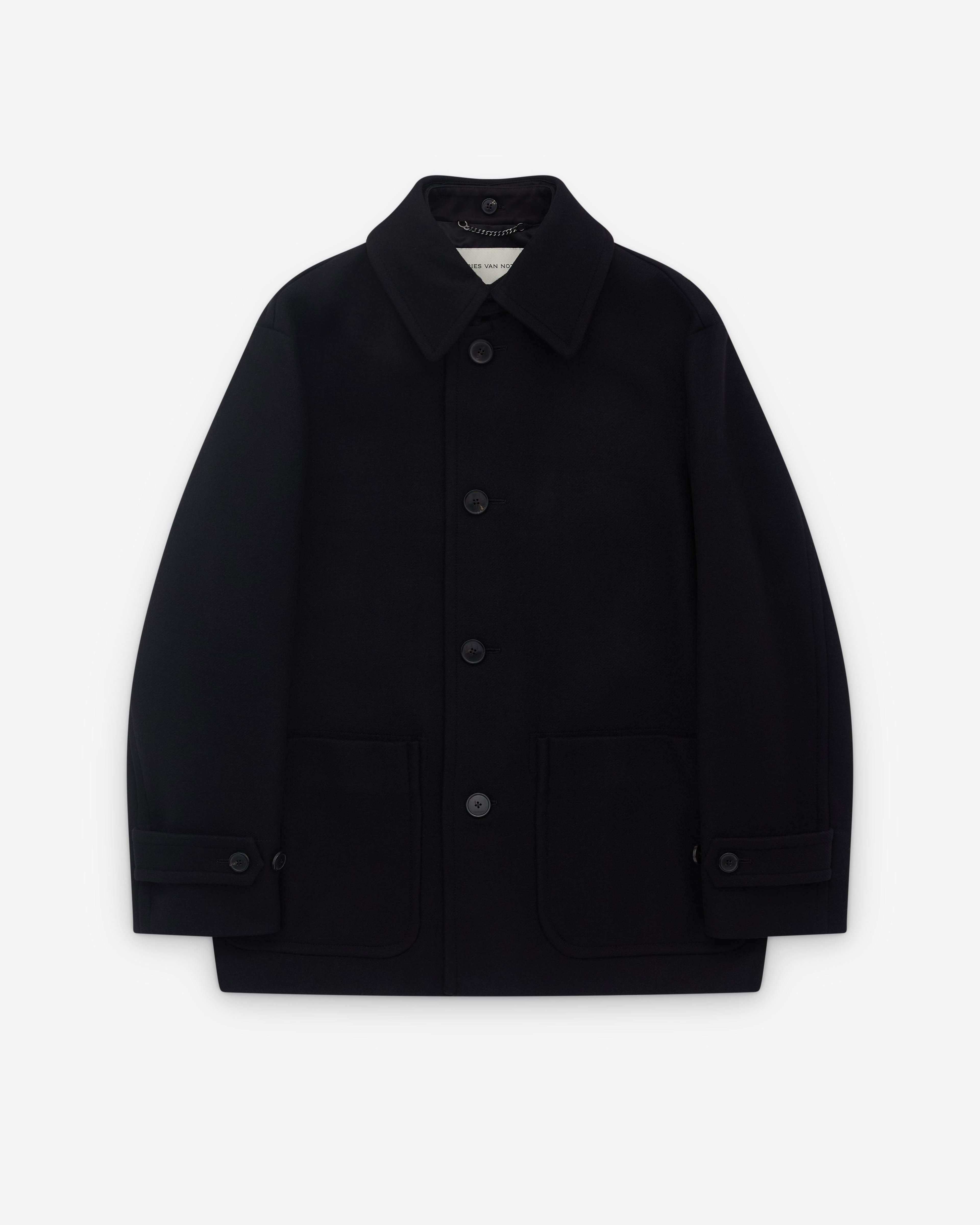 Dries Van Noten - Men’s Point Collar Coat - (Black) by DRIES VAN NOTEN