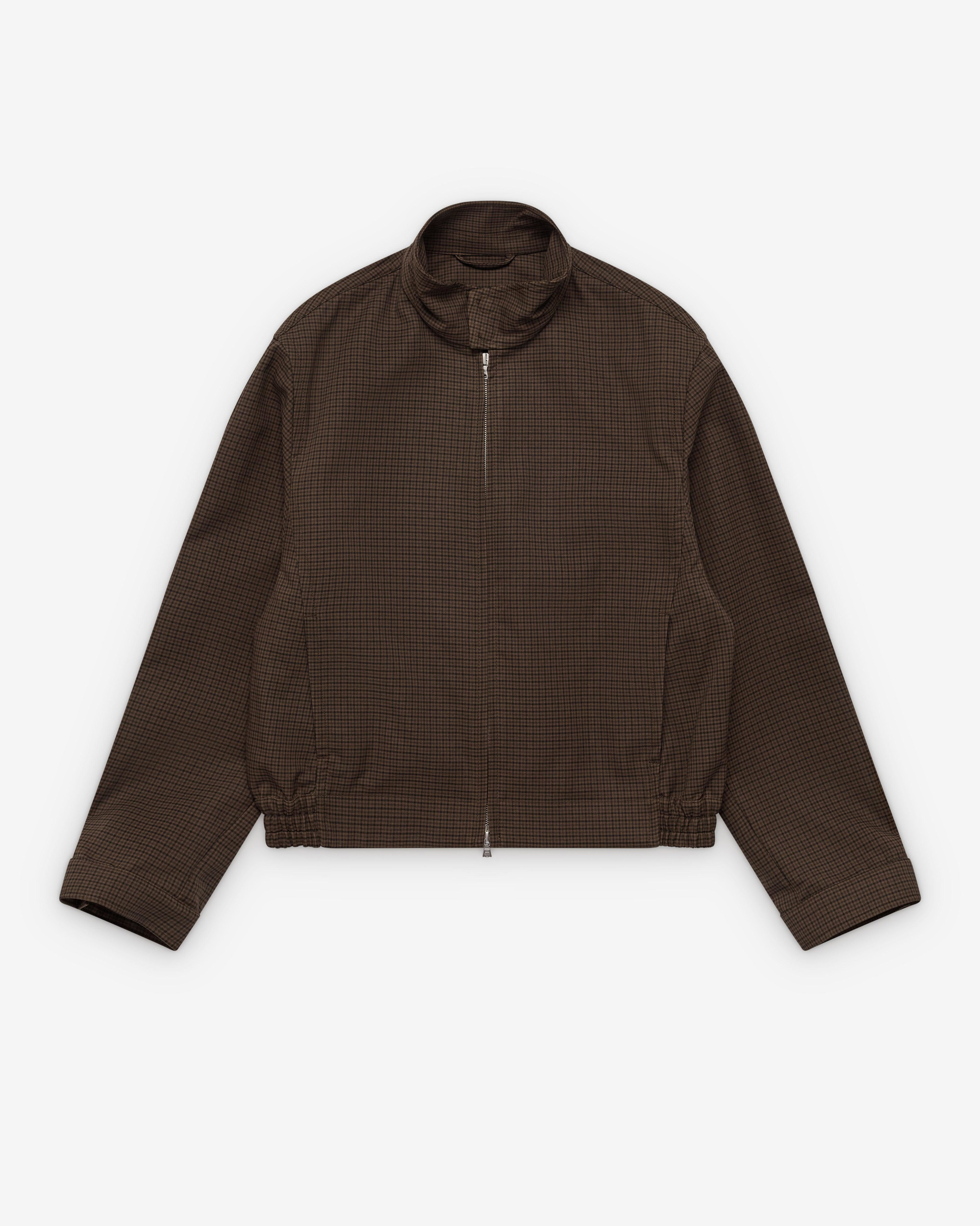 Dries Van Noten - Men's Stand Collar Jacket - (Brown Check) by DRIES VAN NOTEN