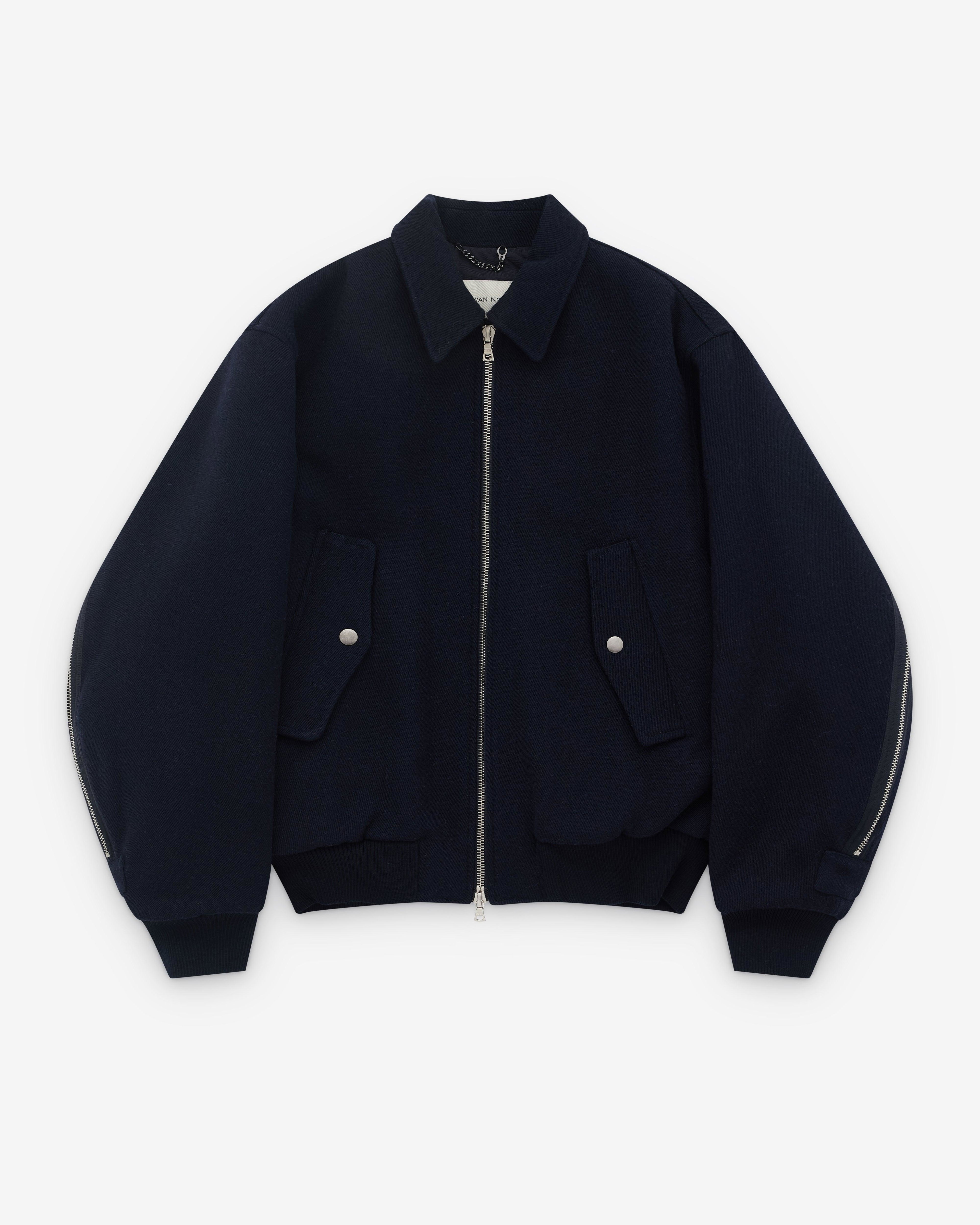 Dries Van Noten - Men’s Zip Bomber Jacket - (Navy) by DRIES VAN NOTEN