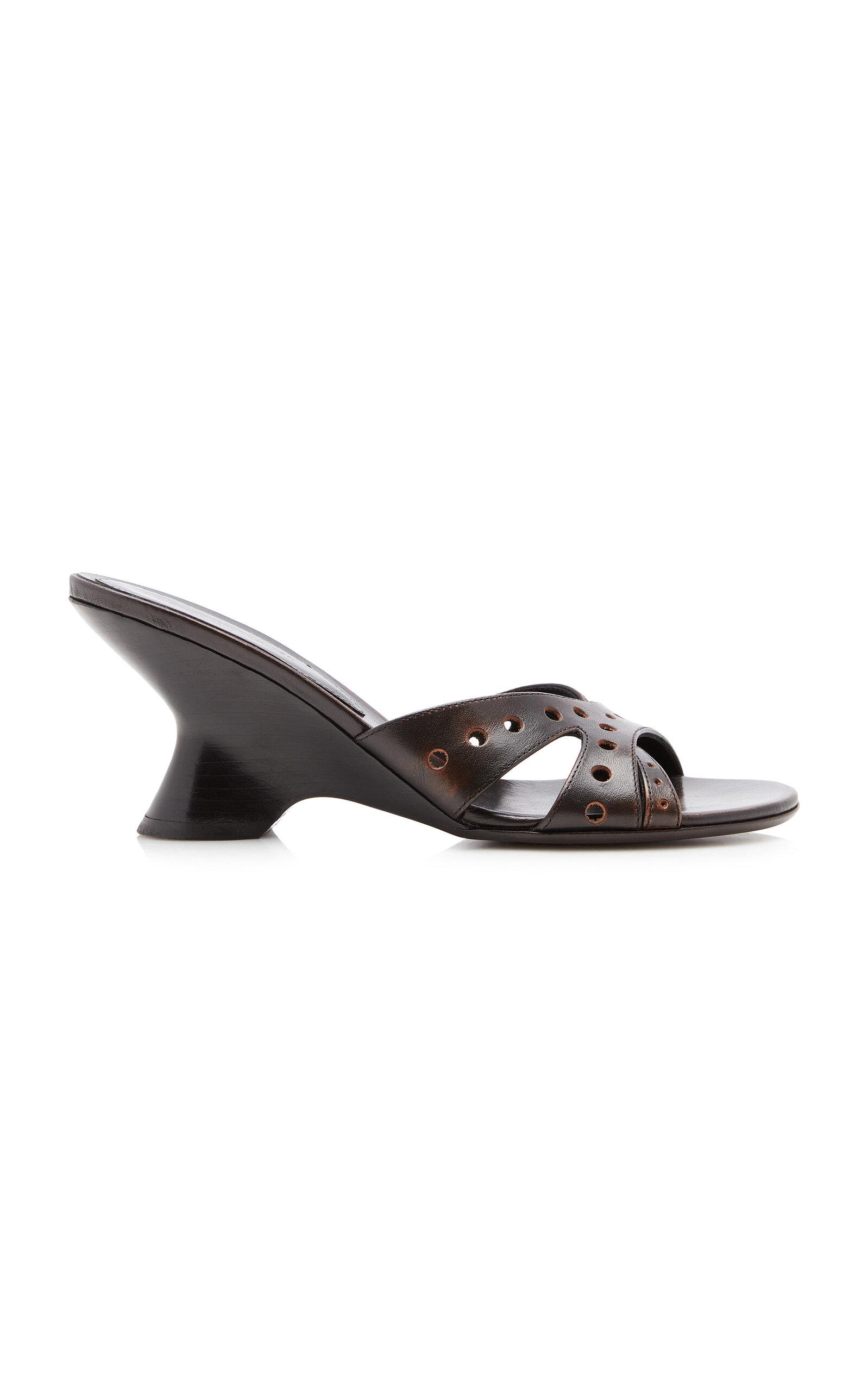 Dries Van Noten Punctured Leather Wedge Mules - Moda Operandi by DRIES VAN NOTEN