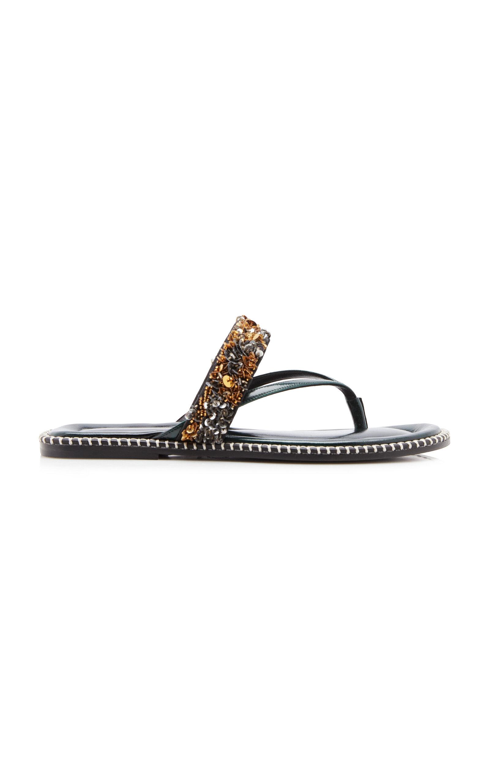 Dries Van Noten Sequin Embellished Leather Sandals - Moda Operandi by DRIES VAN NOTEN