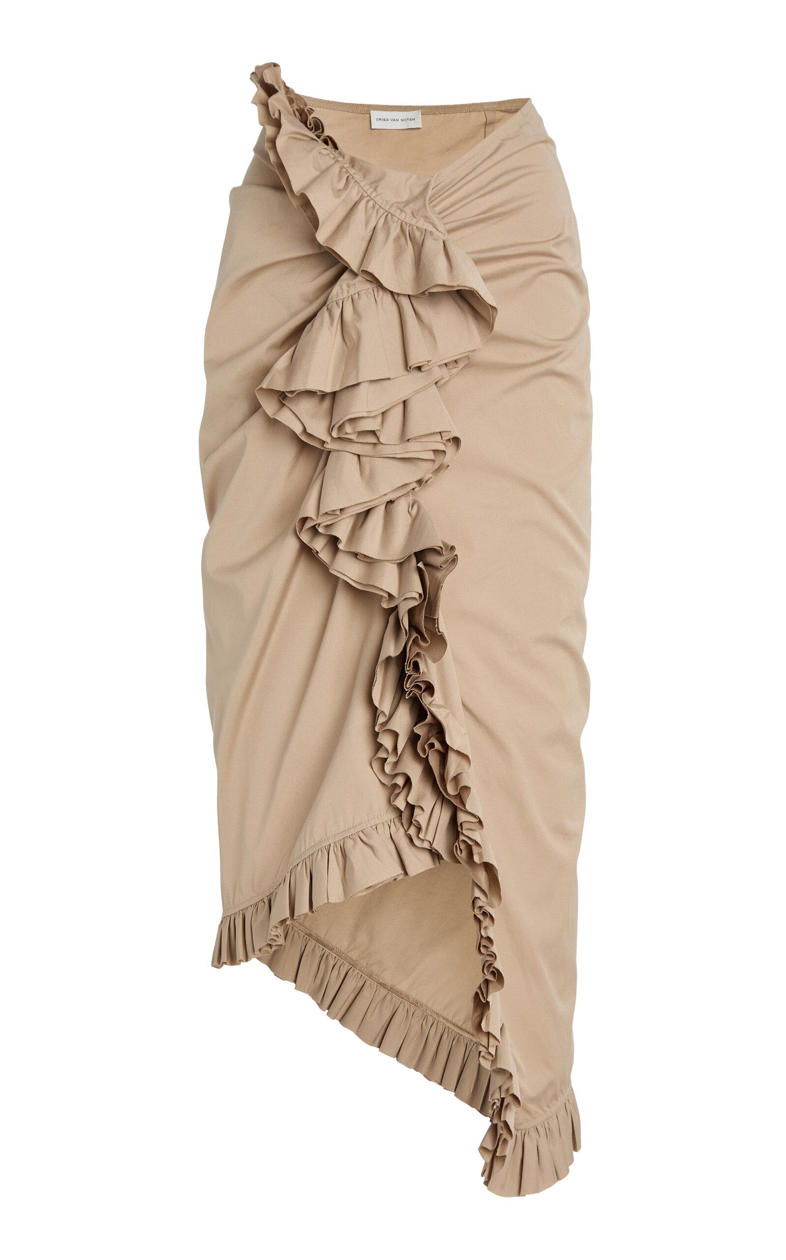 Dries Van Noten Sina Frilled Cotton-Poplin Midi Skirt - Moda Operandi by DRIES VAN NOTEN